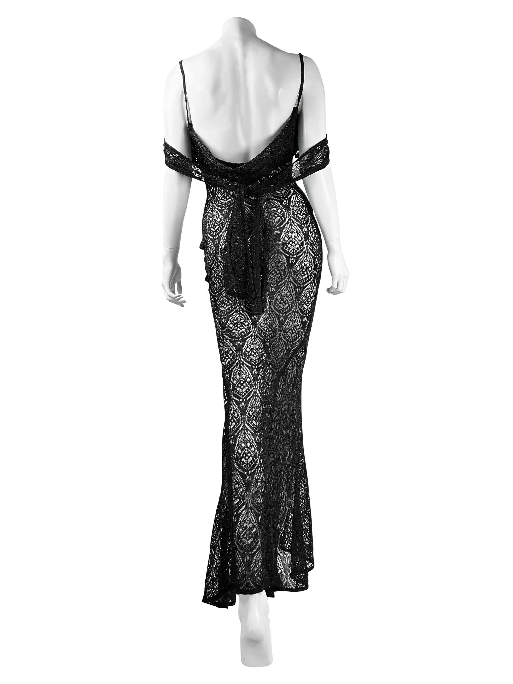 Black John Galliano Fall 1999 Openwork Gown For Sale