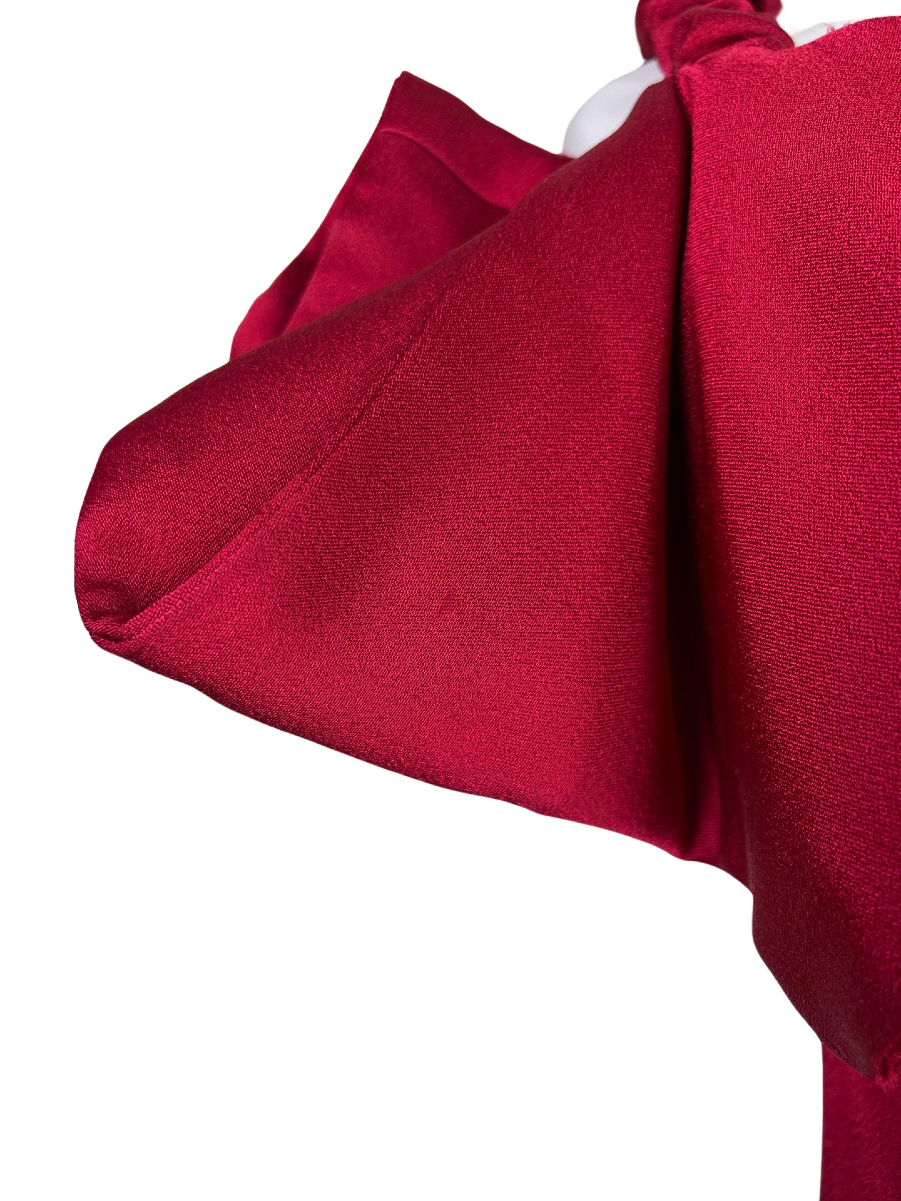 John Galliano Fall 2002 Red Draped Dress For Sale 3