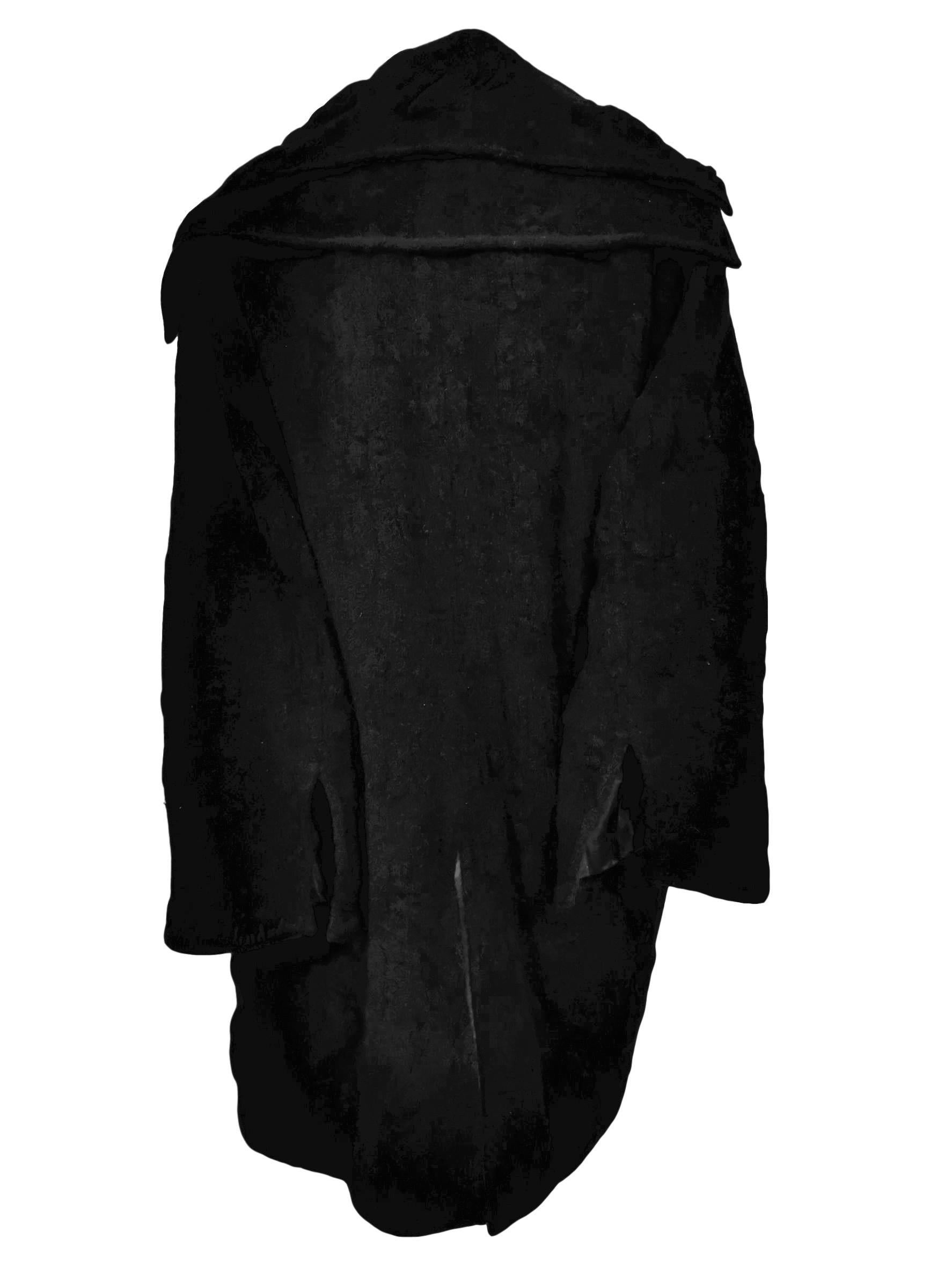 Black John Galliano Fall/Winter 2000 Oversize Slouchy Textured Wool and Mohair Coat For Sale