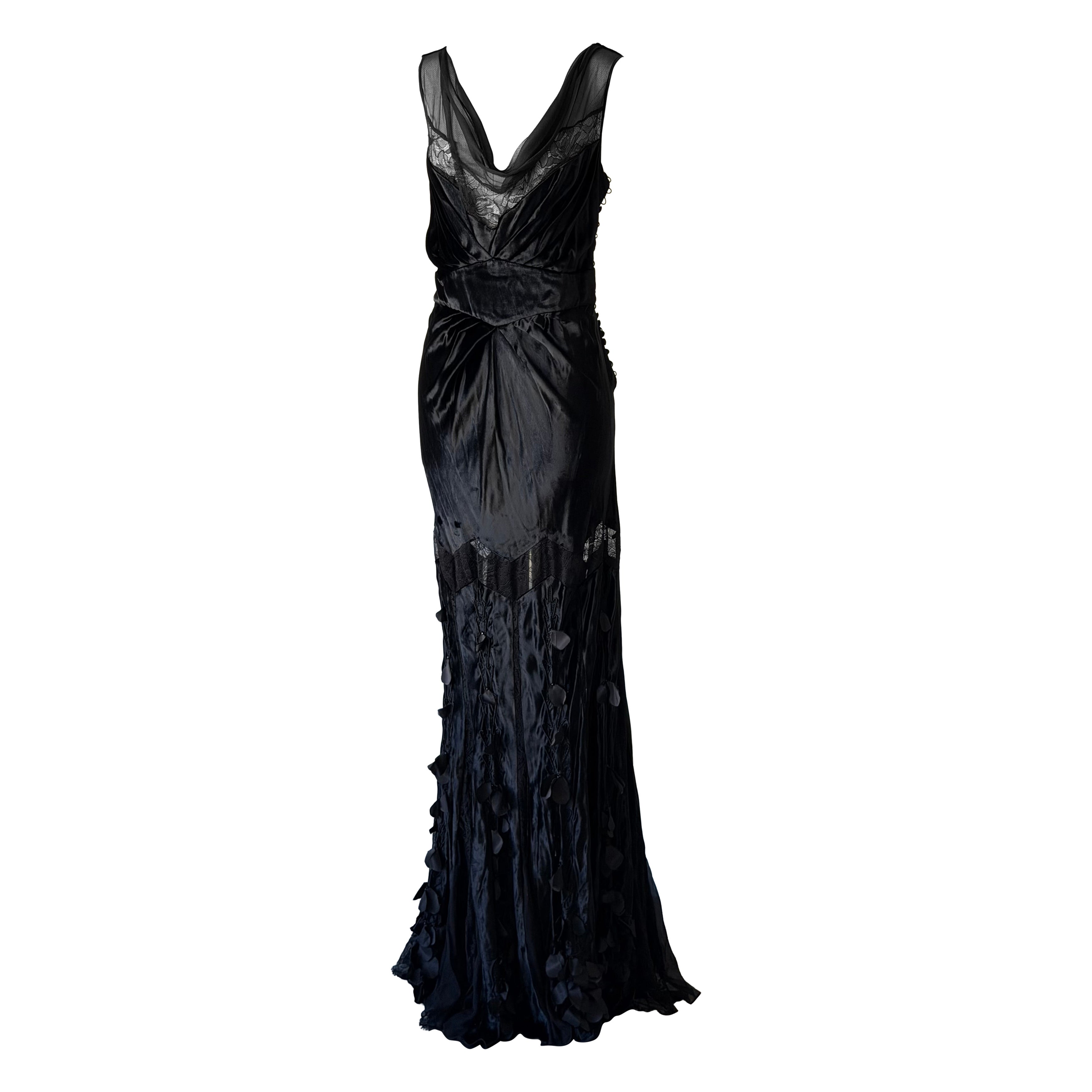 John Galliano Automne-Hiver 2007 : une superbe robe en soie noire et velours