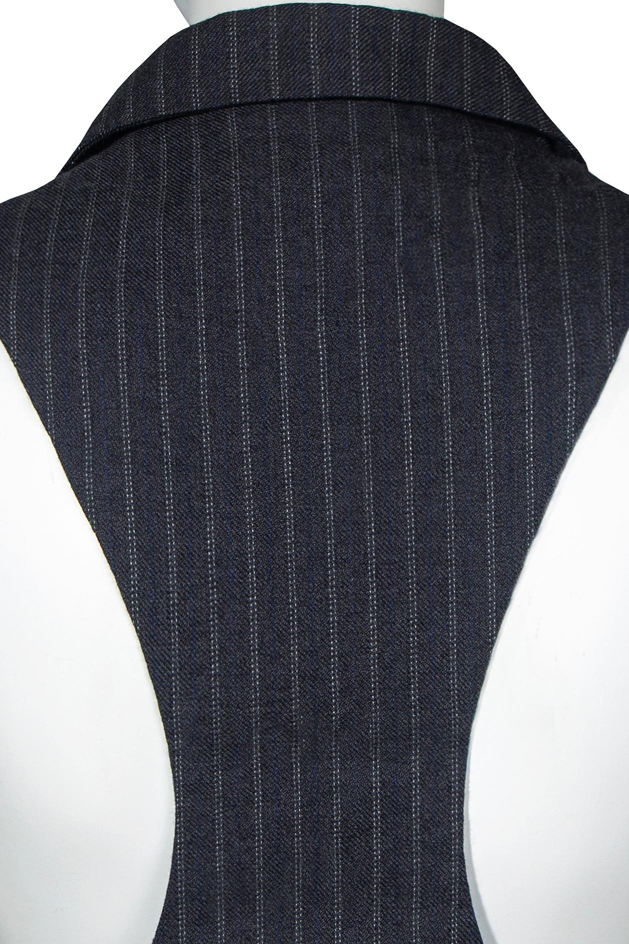 John Galliano 'Fallen Angels' grey pinstripe vest, ss 1986 For Sale 3