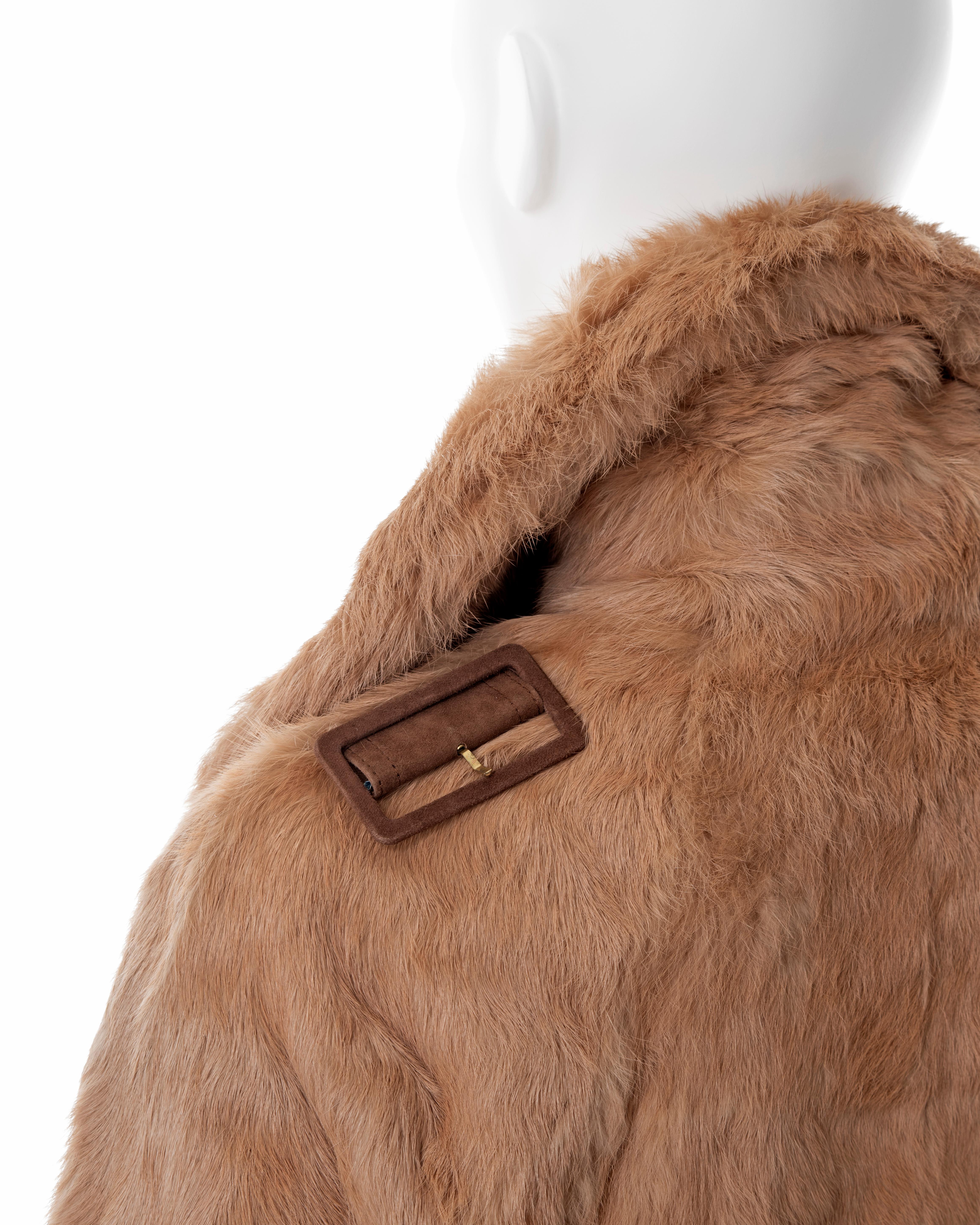 John Galliano fawn rabbit fur trench coat, fw 2003 For Sale 4