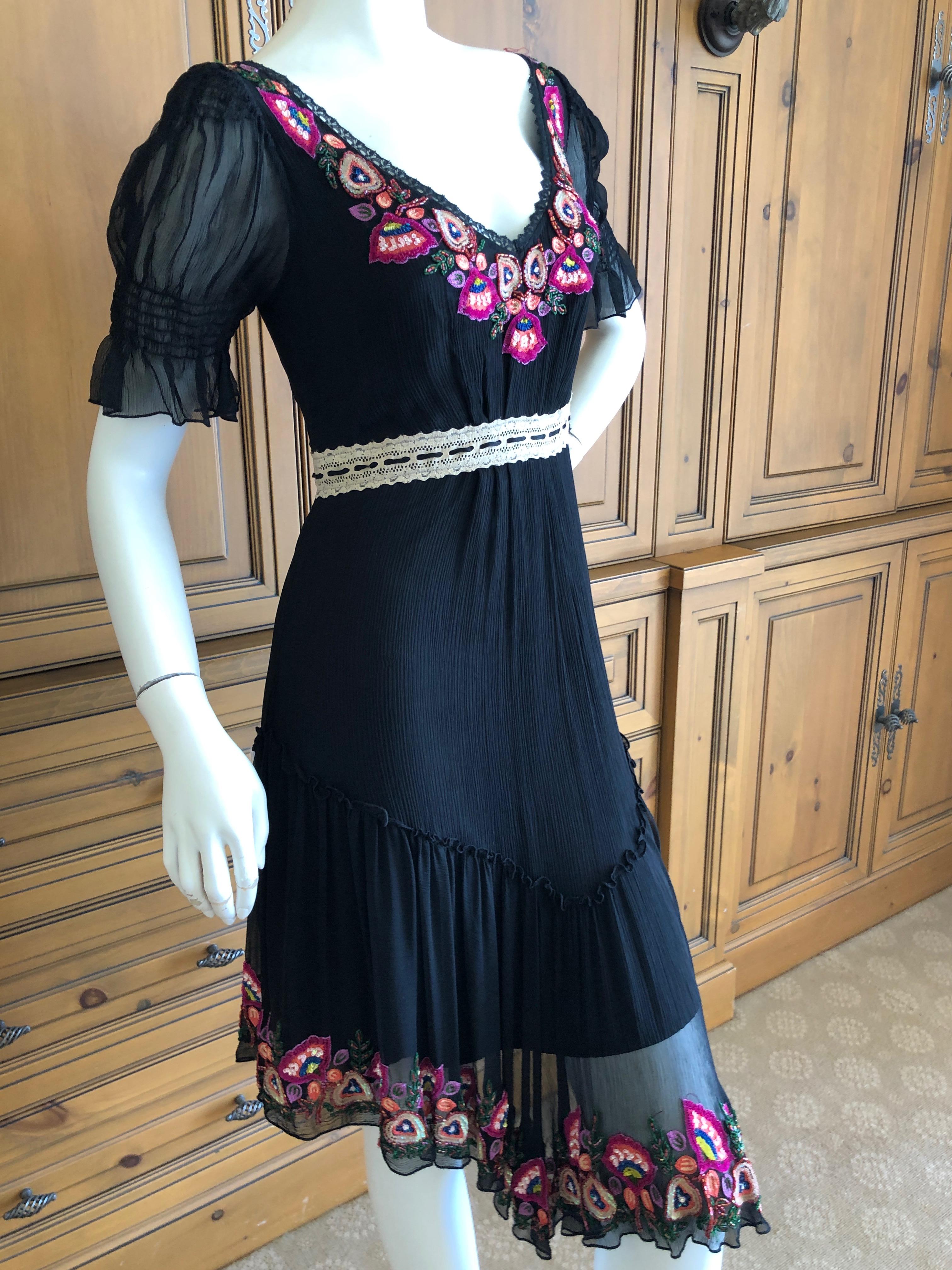 John Galliano Festive Sequin and Bead Embellished Little Black Dress  In Excellent Condition For Sale In Cloverdale, CA