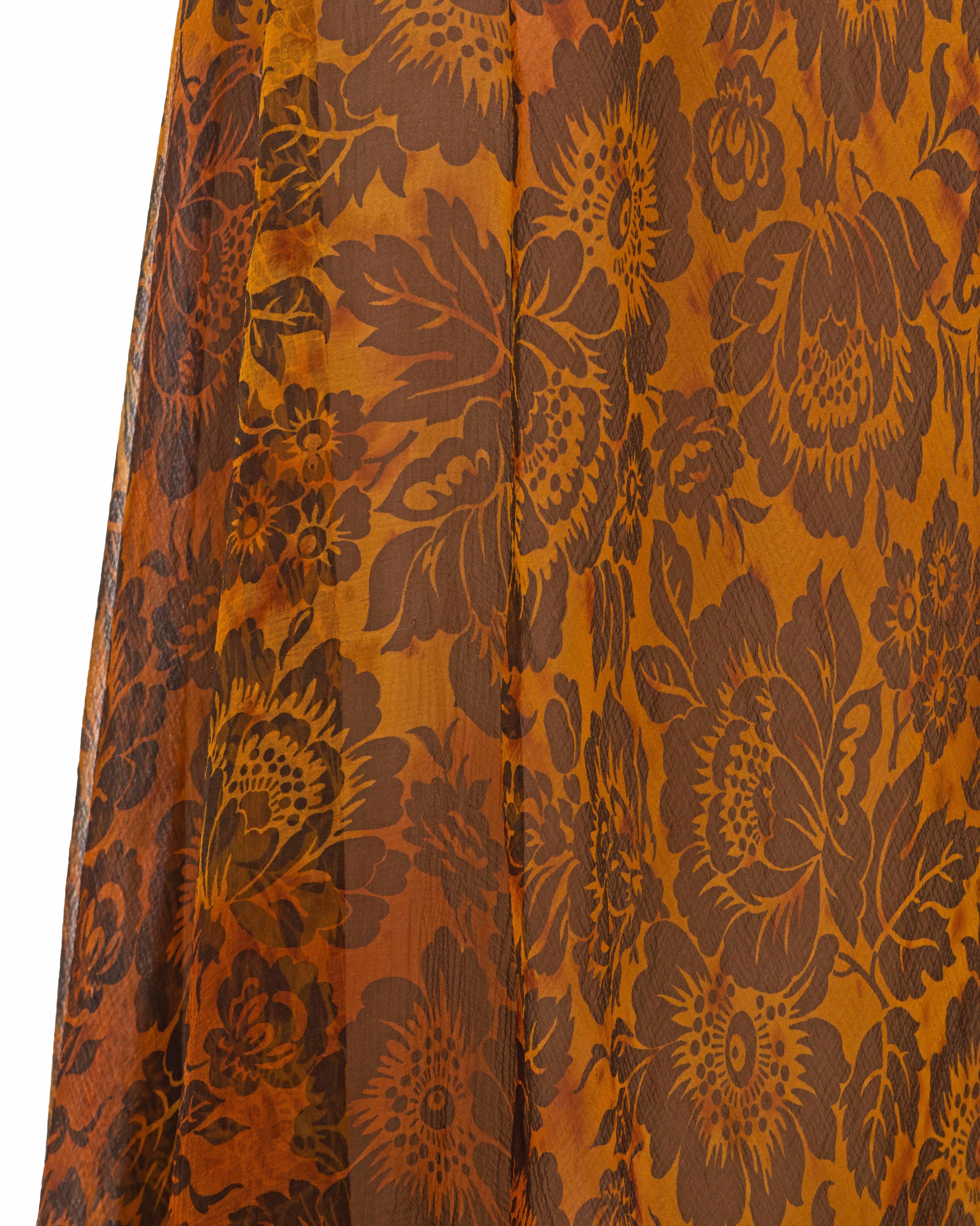 John Galliano floral burnt orange bias-cut silk evening dress, ss 1999 For Sale 6