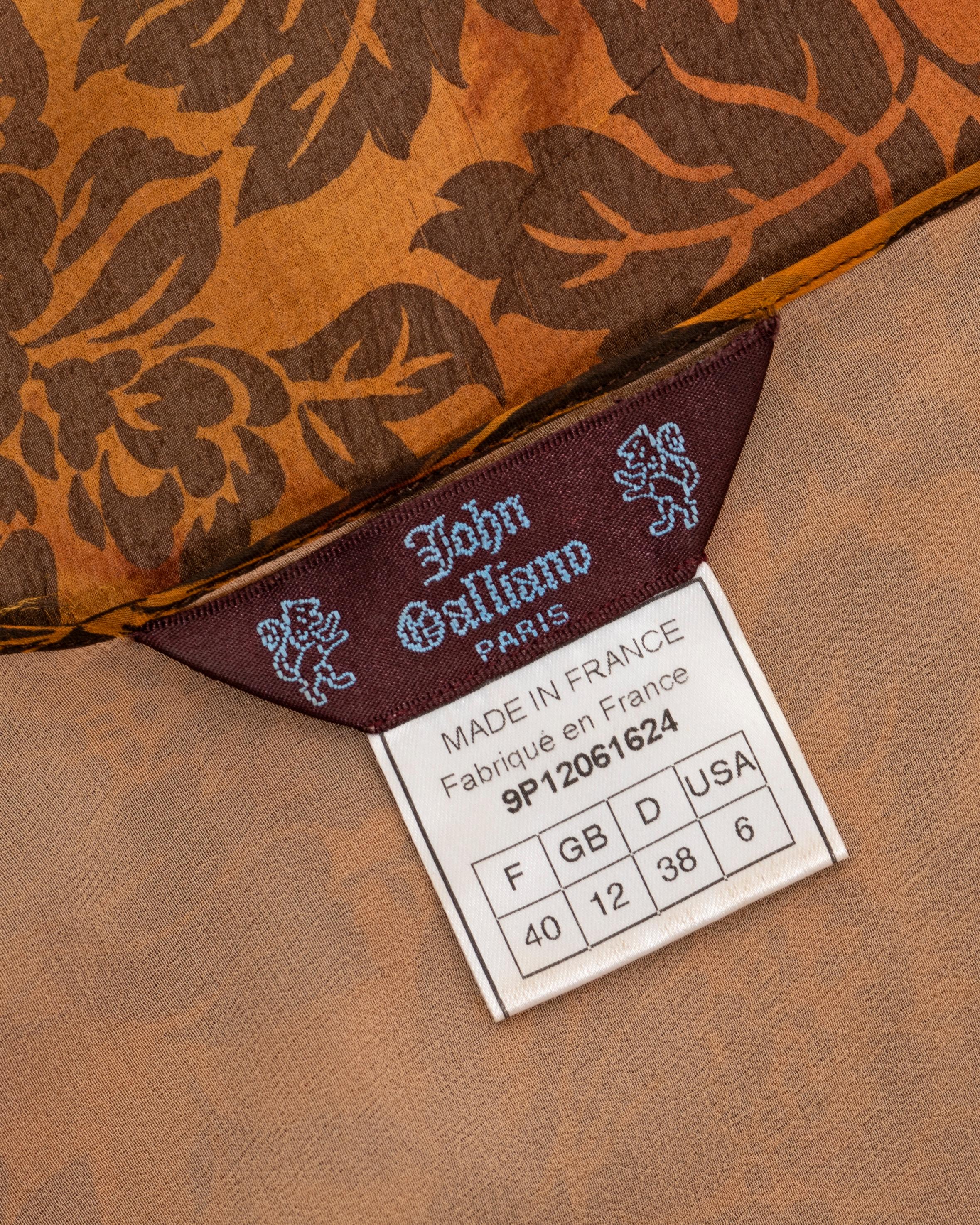 John Galliano floral burnt orange bias-cut silk evening dress, ss 1999 6