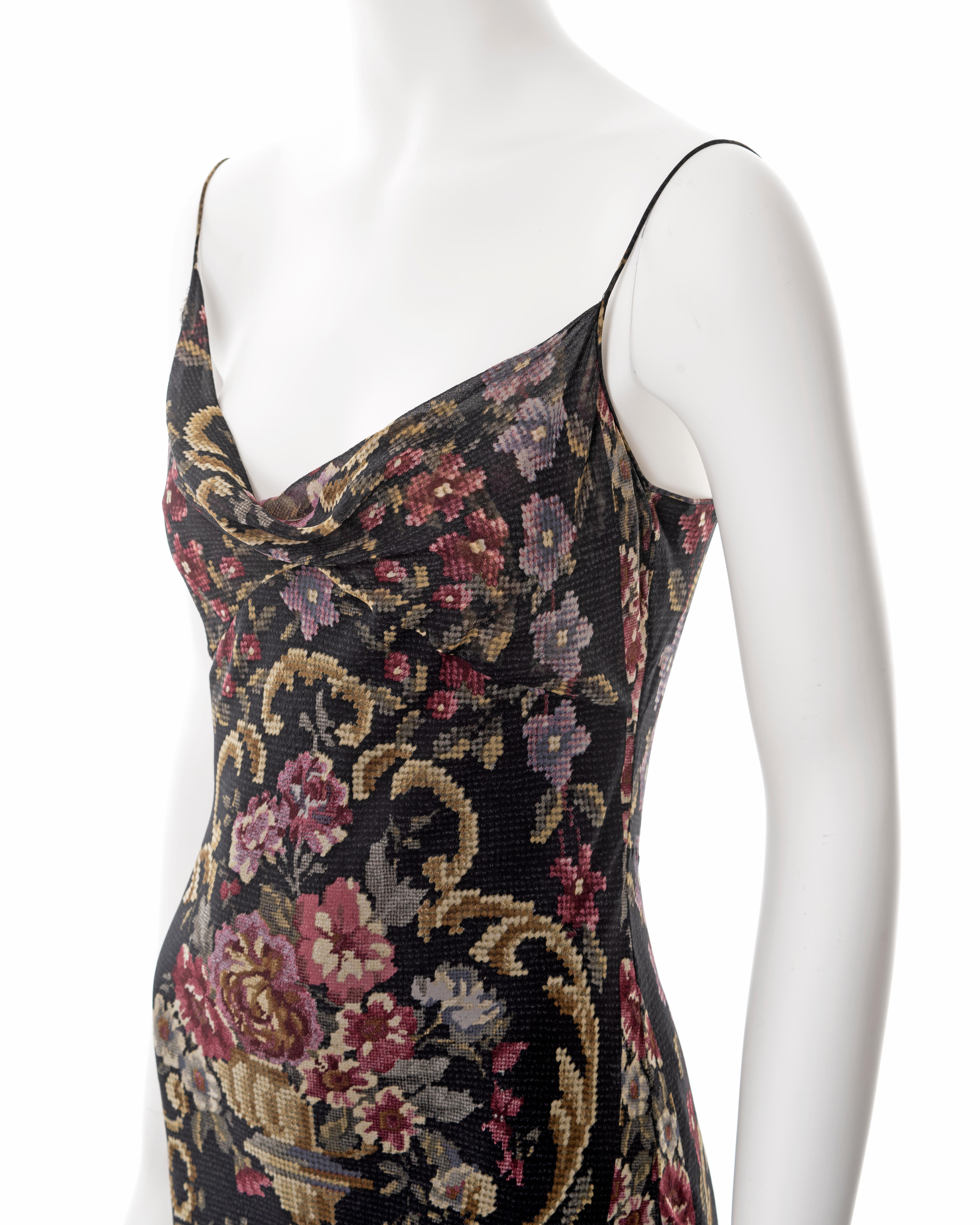 John Galliano floral print bias-cut silk chiffon dress, fw 2004 For Sale 1