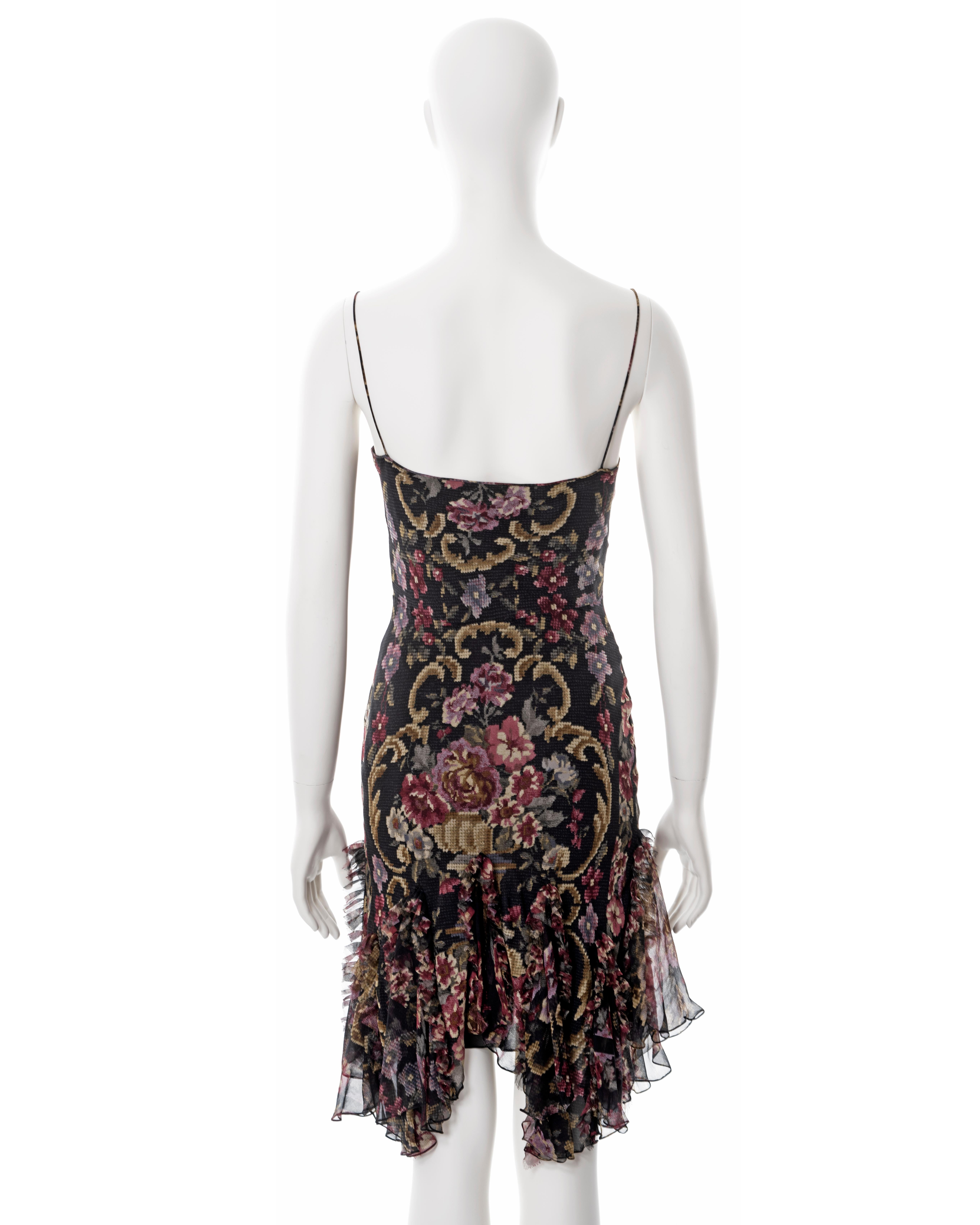John Galliano floral print bias-cut silk chiffon dress, fw 2004 For Sale 3