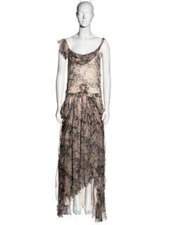 John Galliano floral print silk chiffon drop-waist floor-length dress, fw 2008