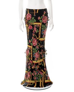 John Galliano floral printed bias-cut silk maxi skirt, fw 2004