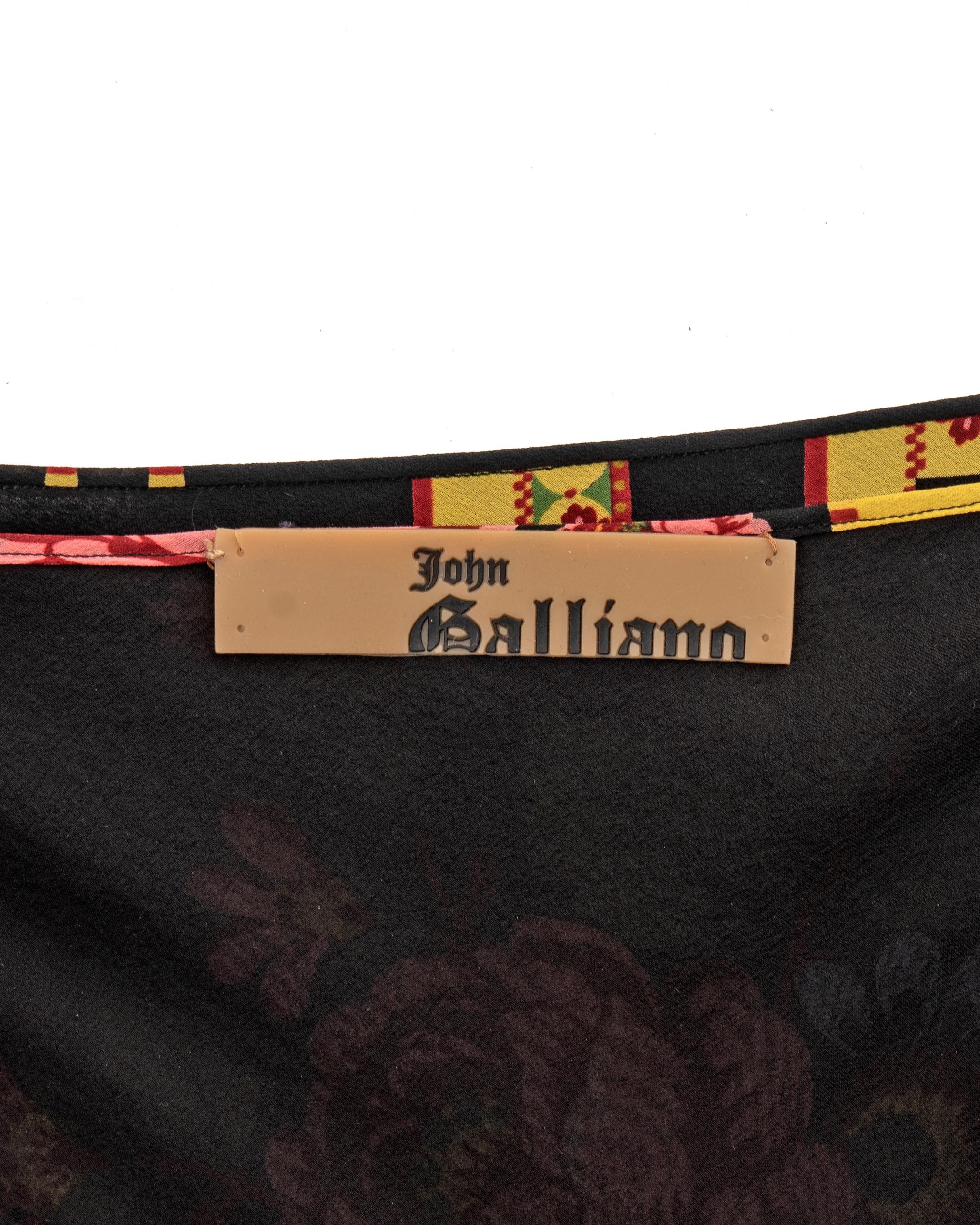 John Galliano floral printed bias-cut silk maxi skirt, fw 2004 For Sale 4