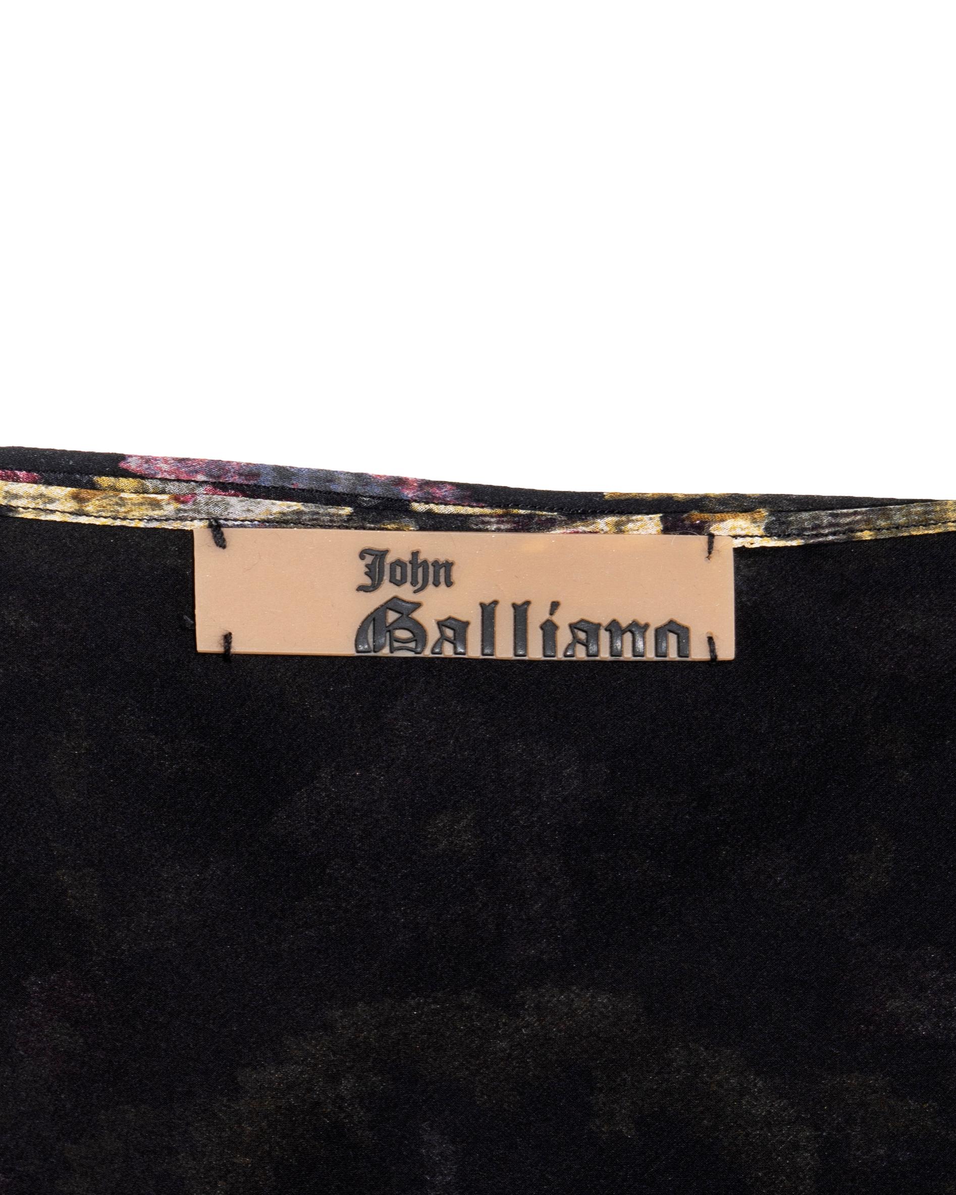 John Galliano floral silk chiffon bias-cut handkerchief hem skirt, fw 2004 5