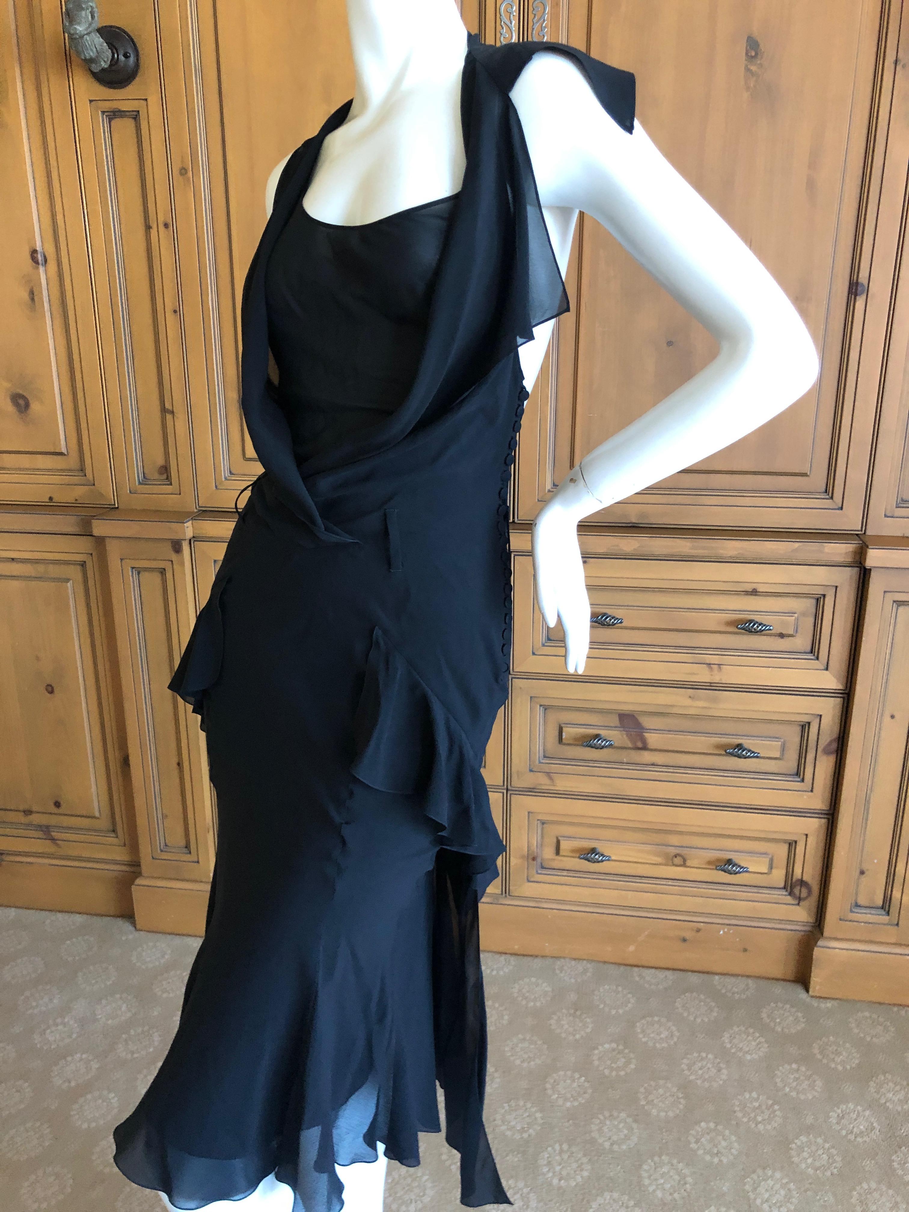 John Galliano for 10 Corso Como 1990's Black Silk Dishabille Backless Slip Dress In Excellent Condition For Sale In Cloverdale, CA