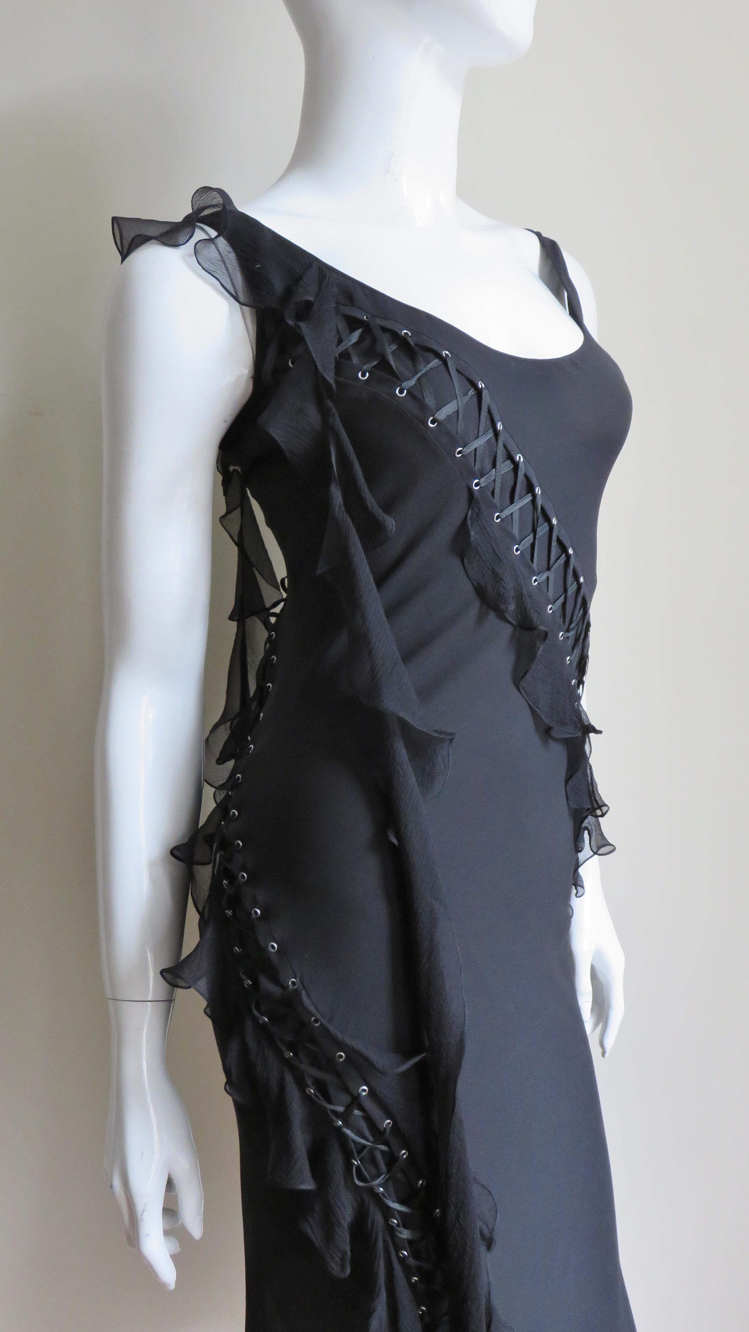 John Galliano for Christian Dior Lace up Silk Dress For Sale 1