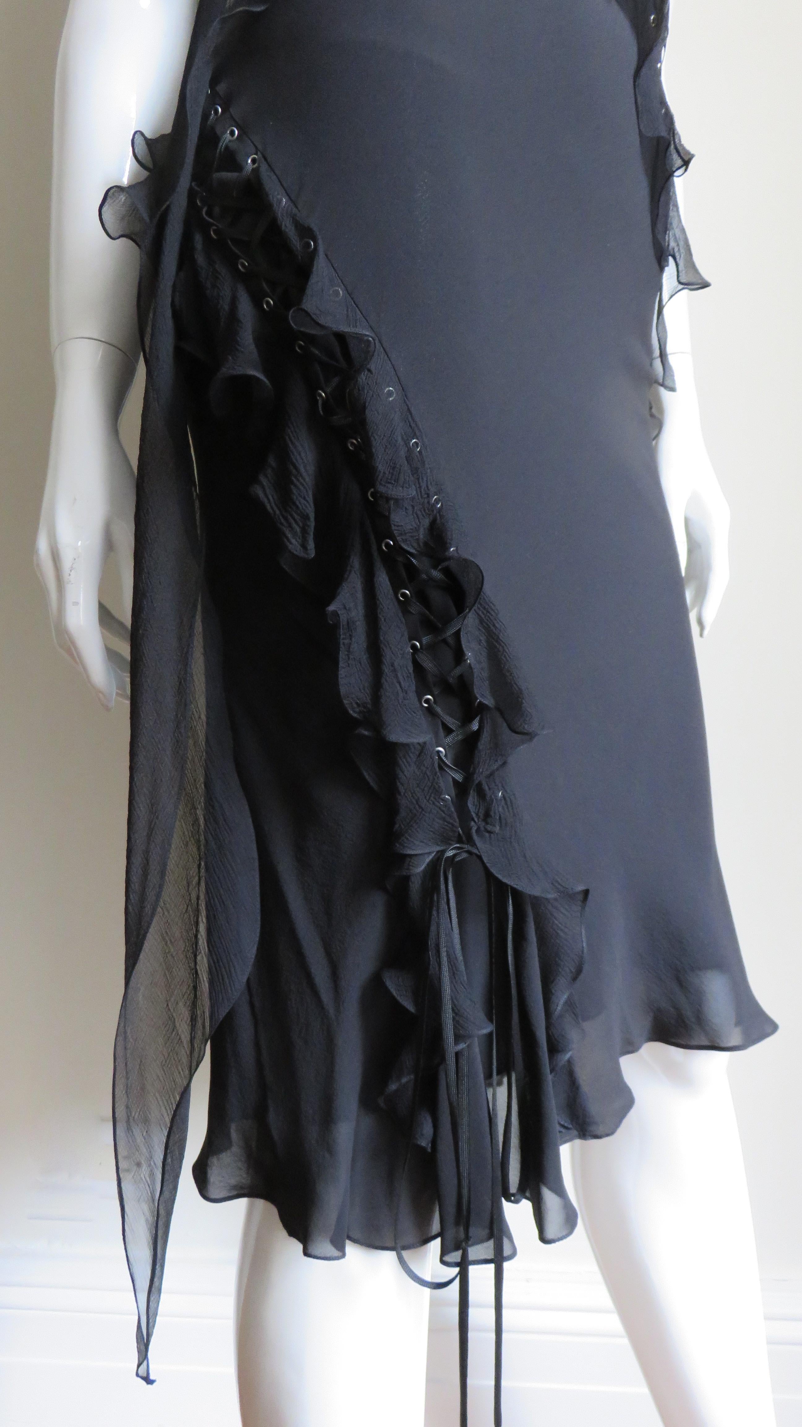 John Galliano for Christian Dior Lace up Silk Dress For Sale 2