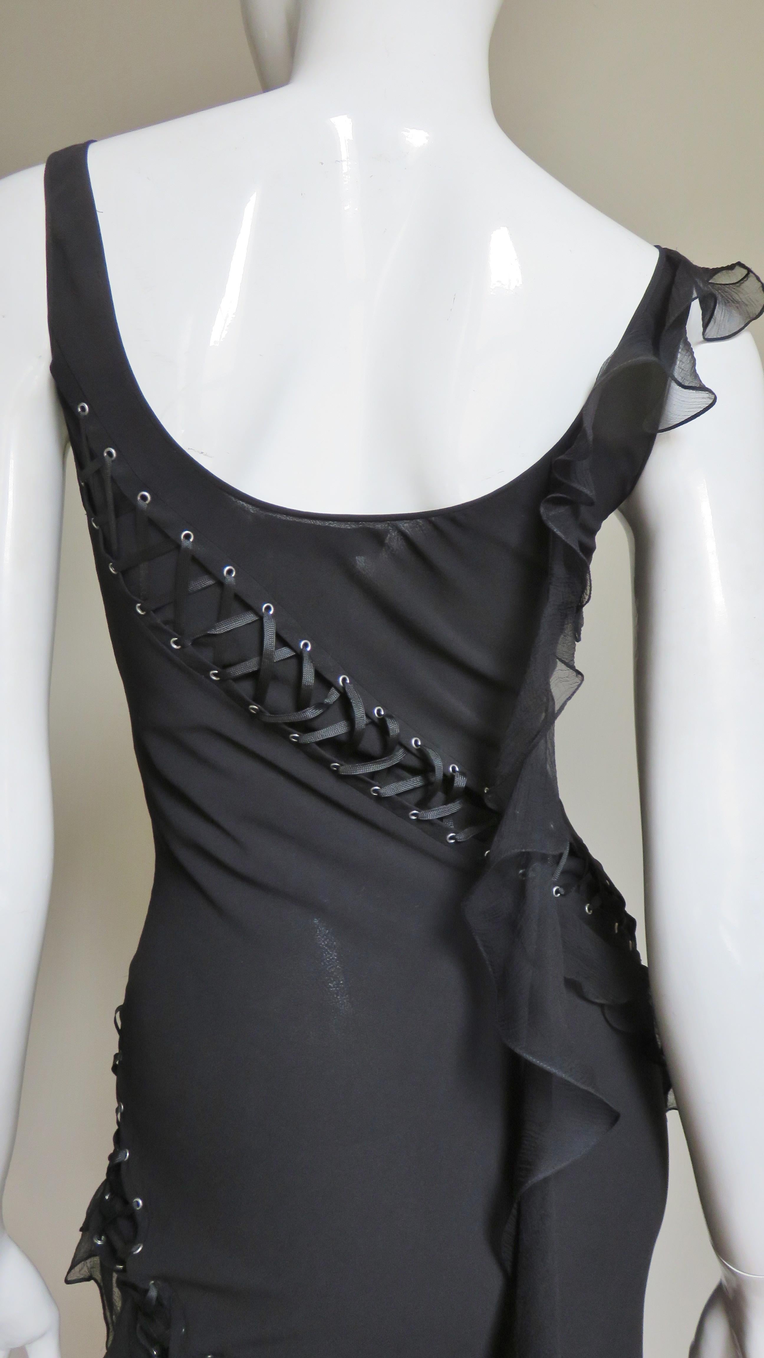 John Galliano for Christian Dior Lace up Silk Dress For Sale 4