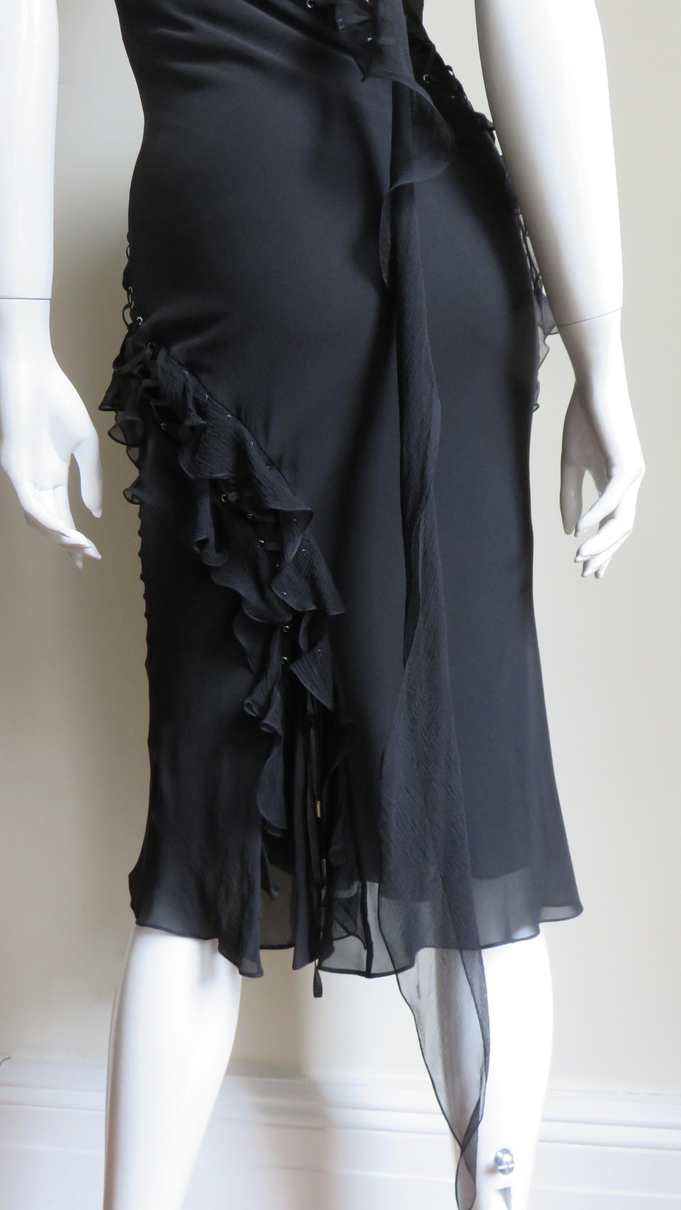 John Galliano for Christian Dior Lace up Silk Dress For Sale 6