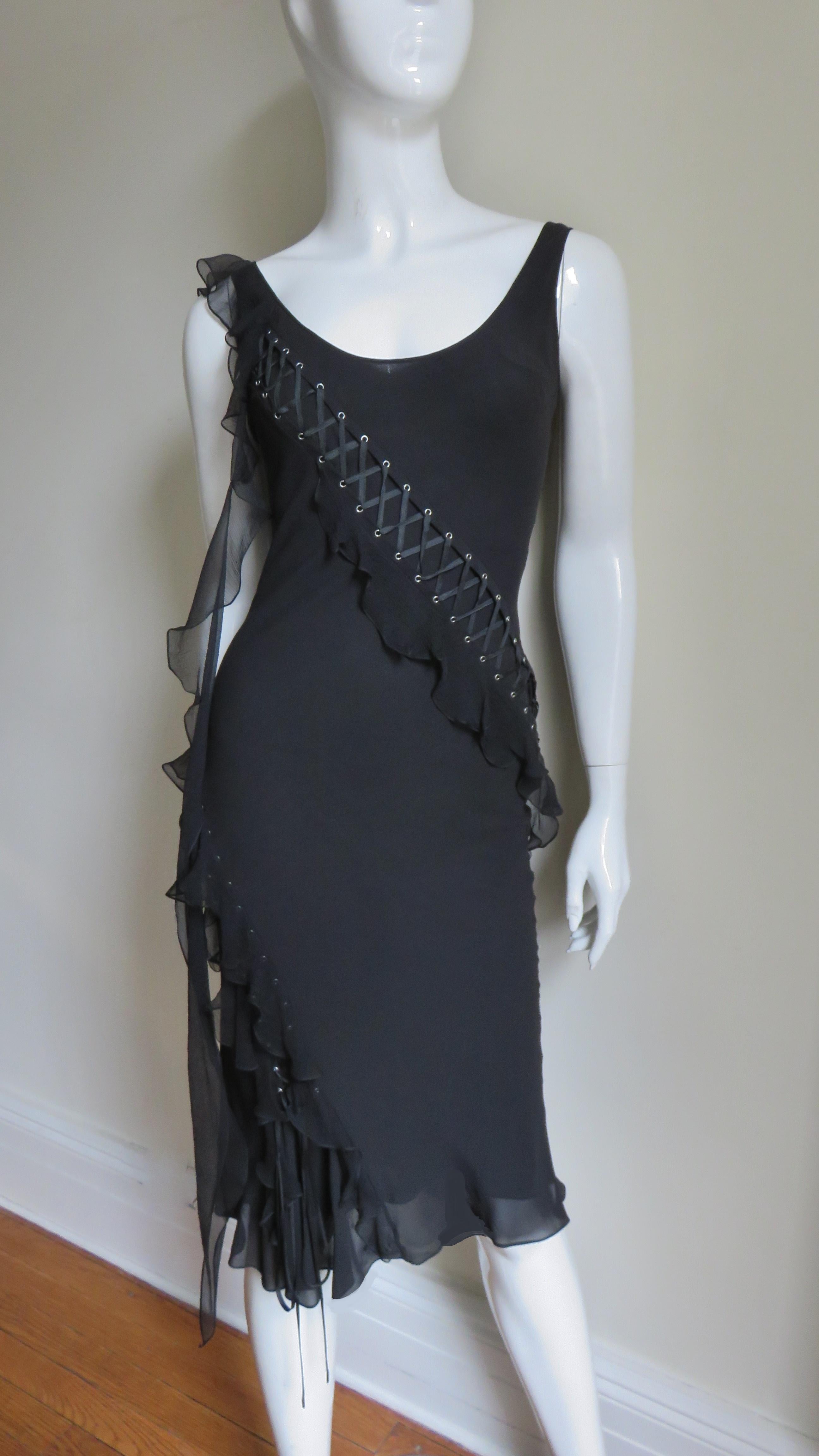 John Galliano for Christian Dior Lace up Silk Dress In Excellent Condition For Sale In Water Mill, NY