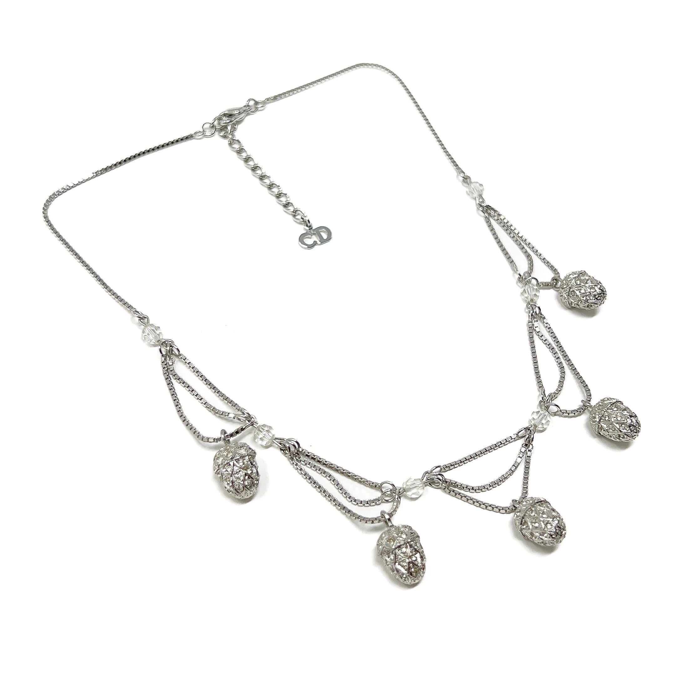 John Galliano für Christian Dior 1990er Jahre Vintage-Halskette mit Strass und Eichelanhängern im Angebot 1