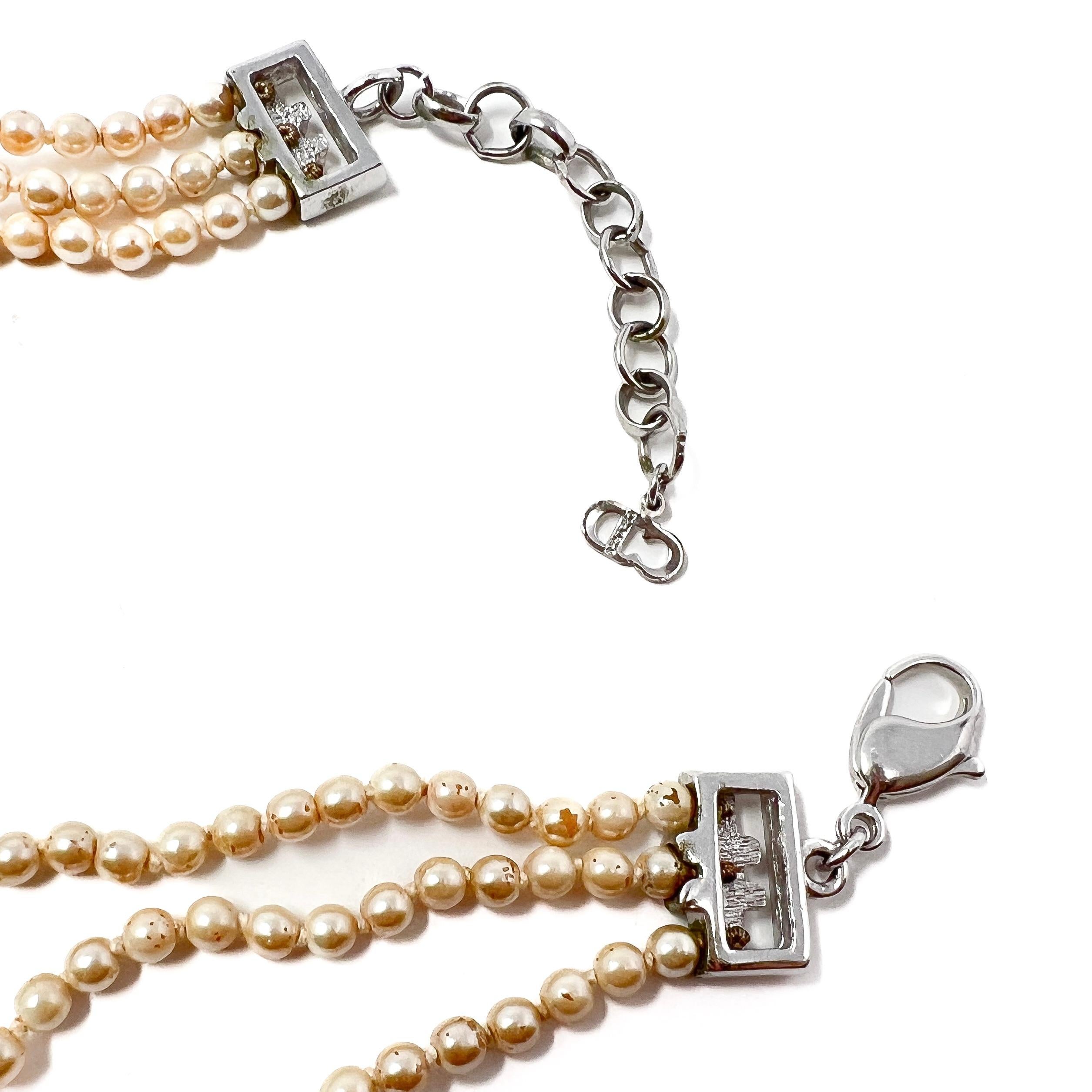 John Galliano for Christian Dior 1990s Vintage Faux Pearl Art Deco Style Choker For Sale 8