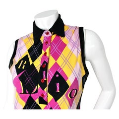 John Galliano for Christian Dior Argyle Sleeveless Polo Top circa 2004
