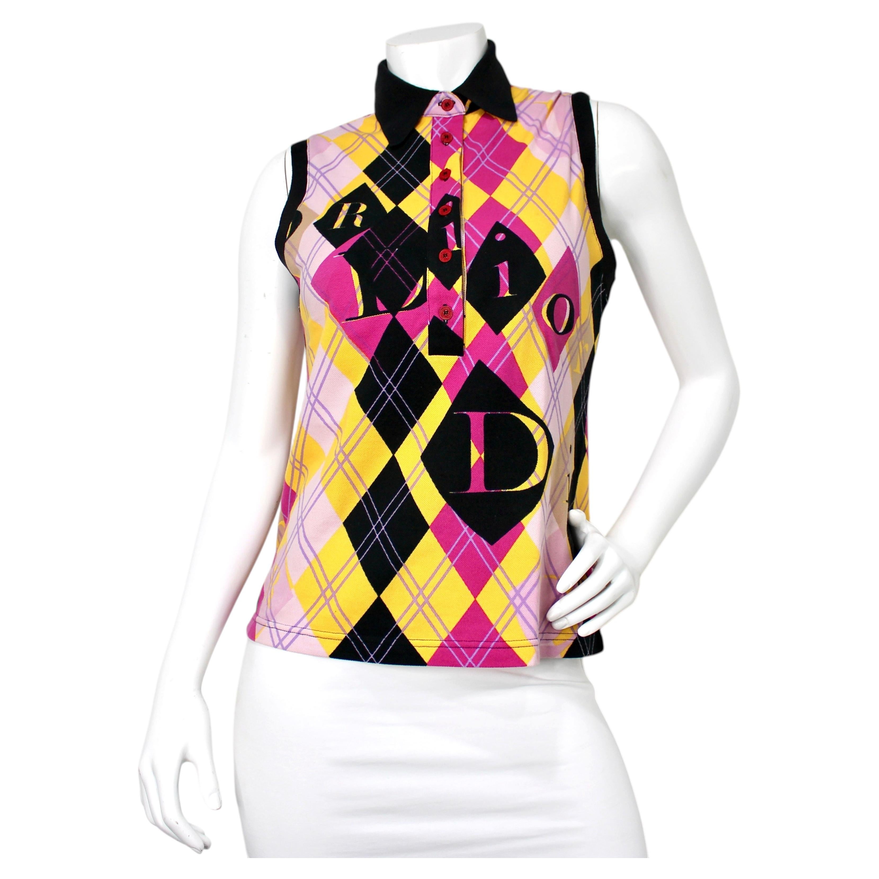John Galliano for Christian Dior Argyle Sleeveless Polo Top circa