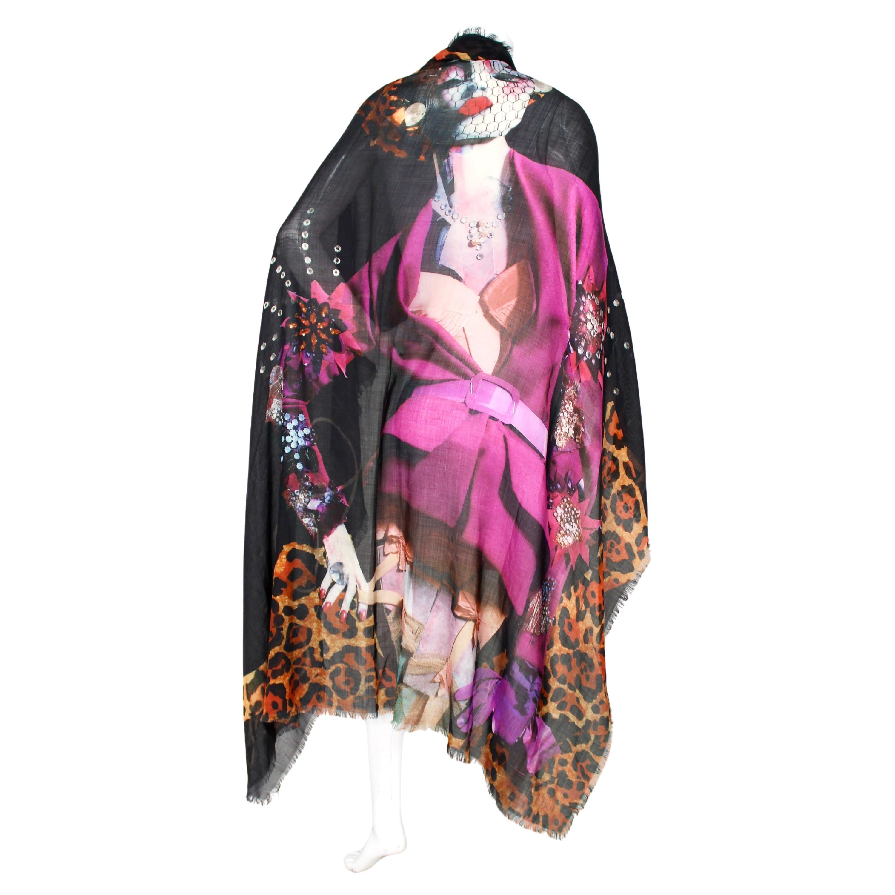John Galliano for Christian Dior Art Print Silk Scarf circa Y2K in vendita