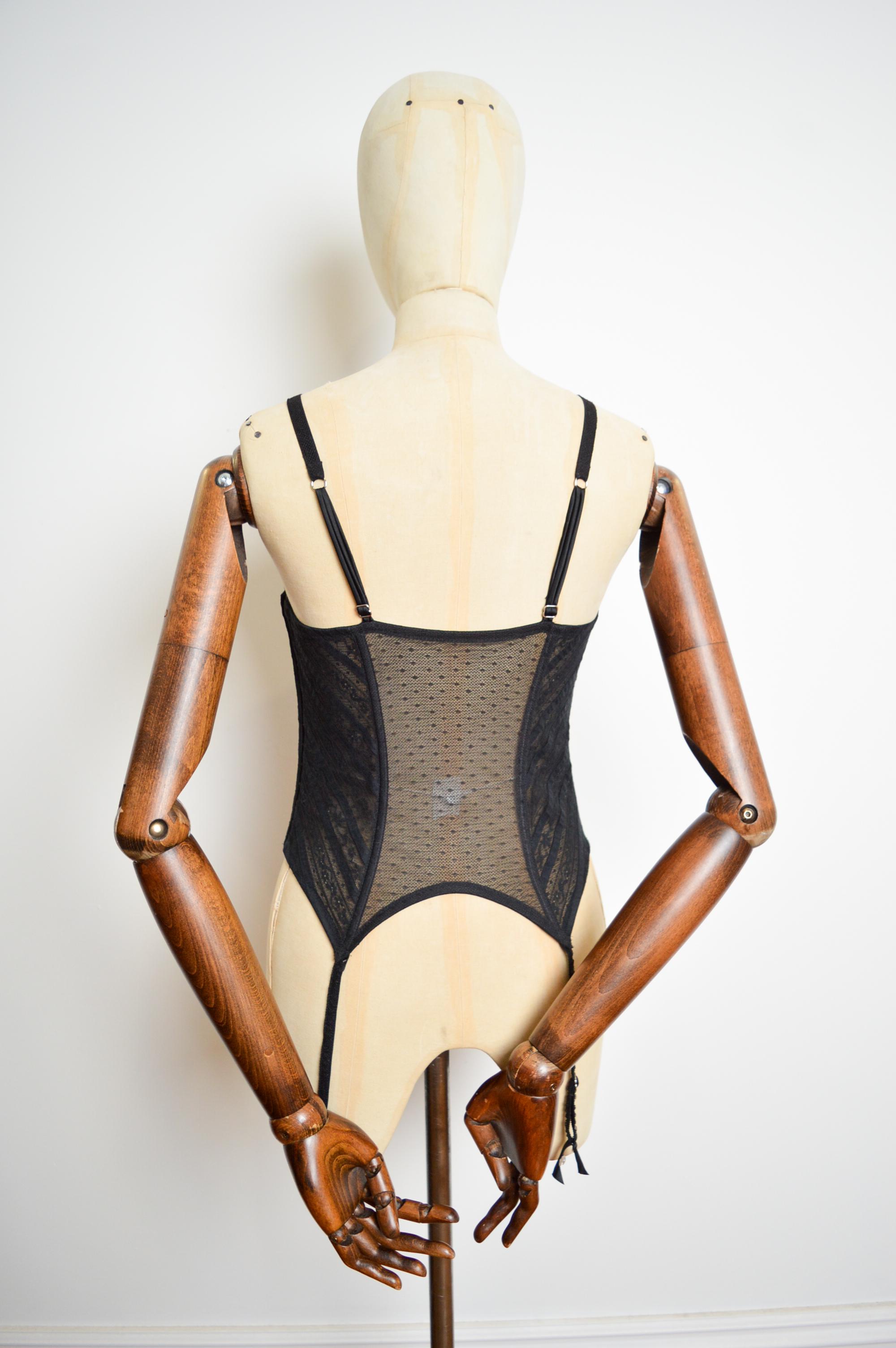 John Galliano for Christian Dior Schwarzes Spitzen-Dentelle-Korsett - Bustier um 2006 im Angebot 2
