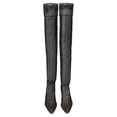 Retro S/S 1998 John Galliano for CHRISTIAN DIOR Black Thigh-High Lace Stocking Boots