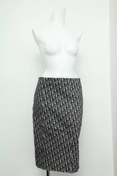 John Galliano for Christian Dior Black Trotter logo Skirt