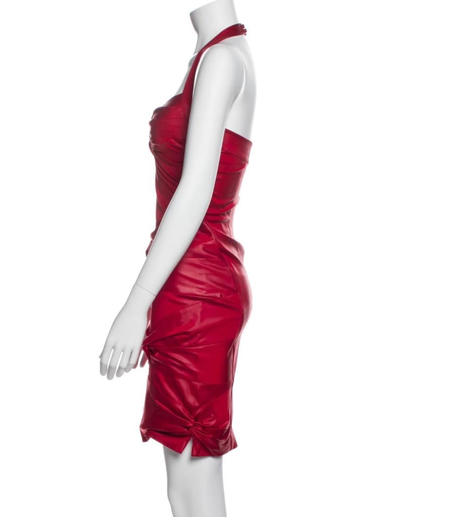 John Galliano for Christian Dior Burgundy Red Halter Body Con Cocktail Dress In Good Condition In Chicago, IL
