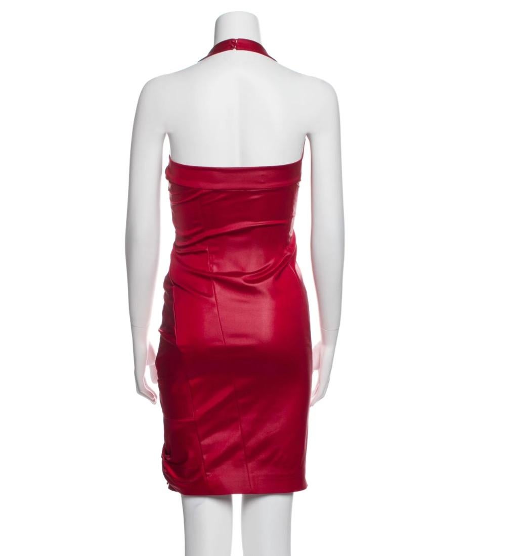 Women's John Galliano for Christian Dior Burgundy Red Halter Body Con Cocktail Dress