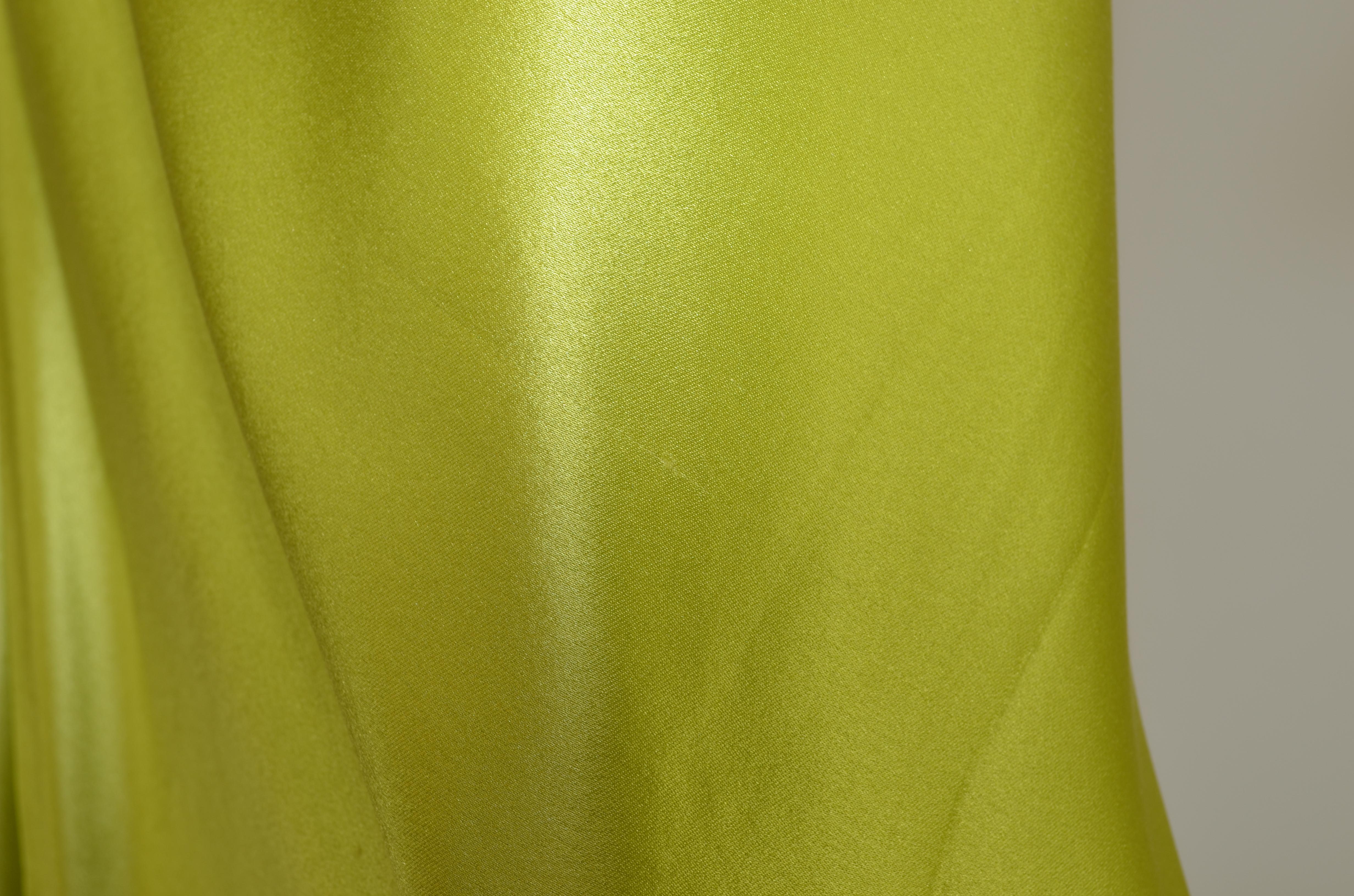 John Galliano for Christian Dior Chartreuse Silk Gown 4