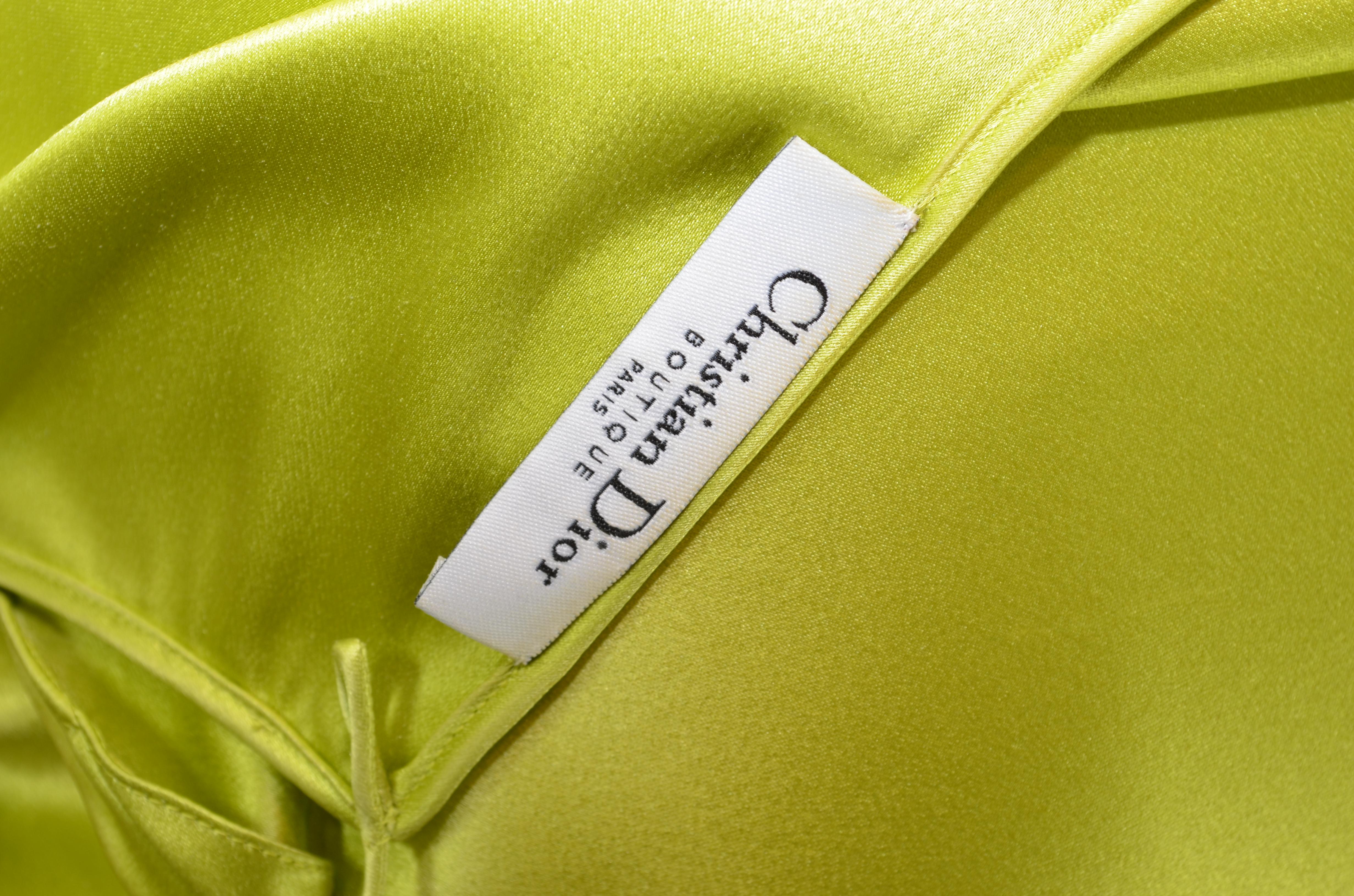 Green John Galliano for Christian Dior Chartreuse Silk Gown