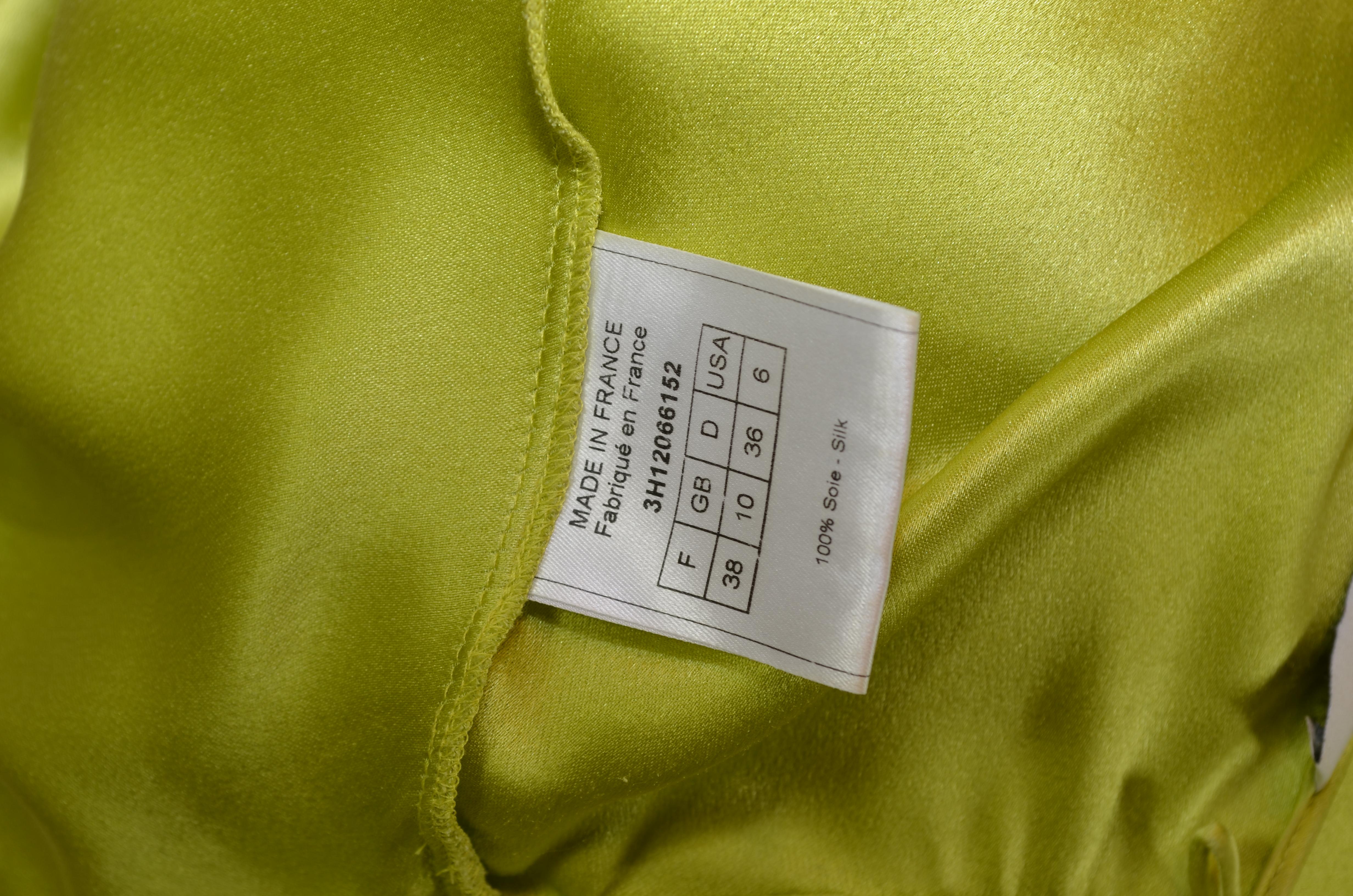 John Galliano for Christian Dior Chartreuse Silk Gown In Good Condition In Carmel, CA