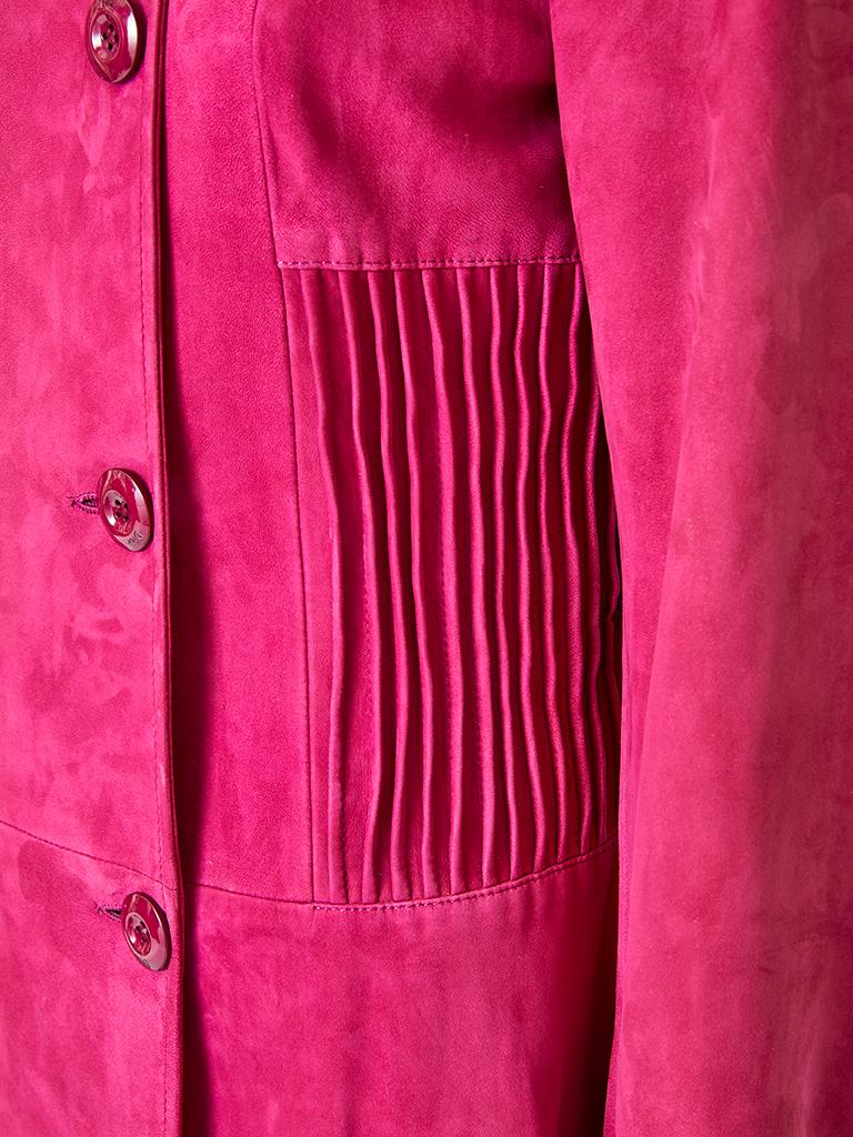 Women's John Galliano for Christian Dior Fuchsia Double Breasted Suede Coat
