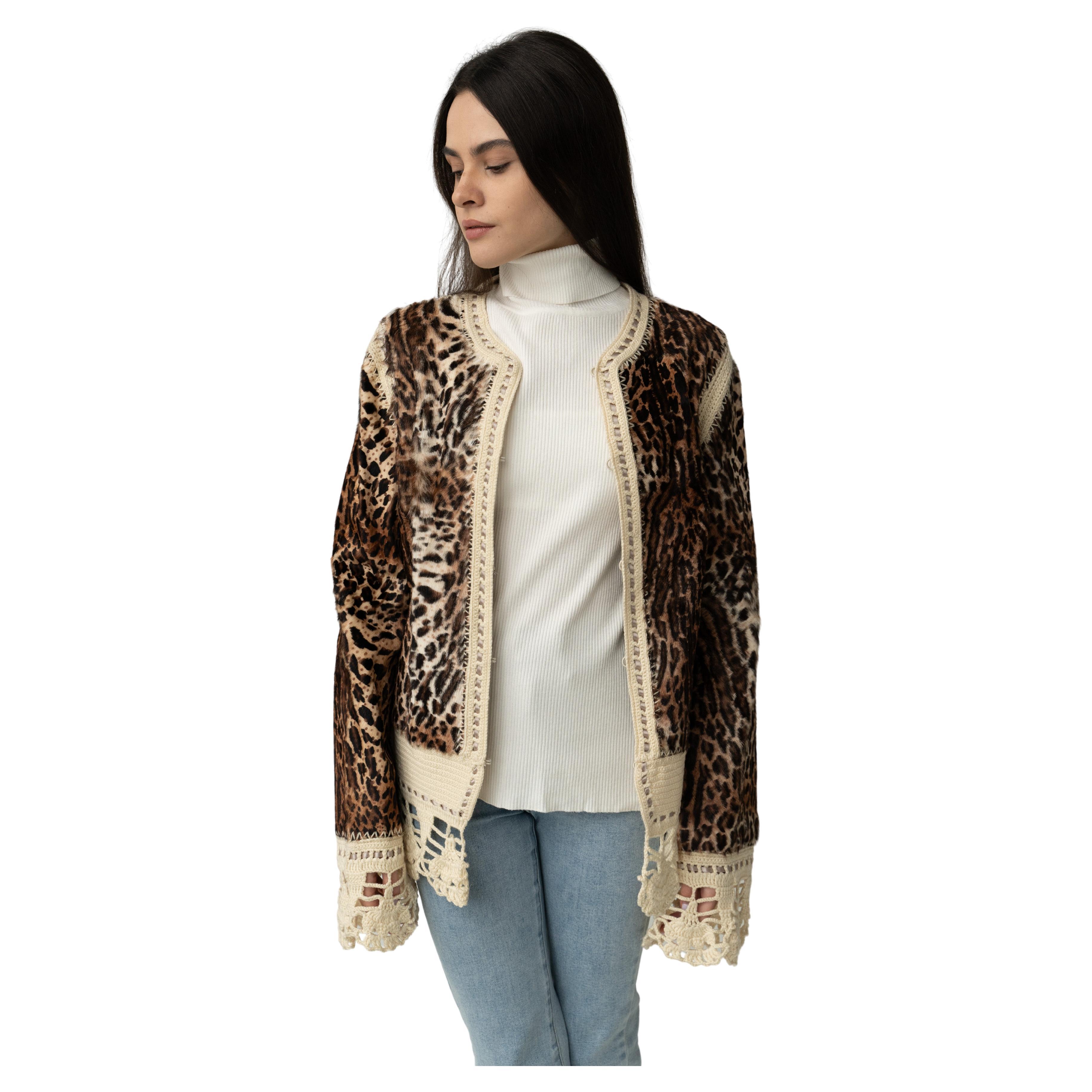 John Galliano for Christian Dior jacket 2005 IT 42 FR 38 Mizza Bricard leopard  For Sale