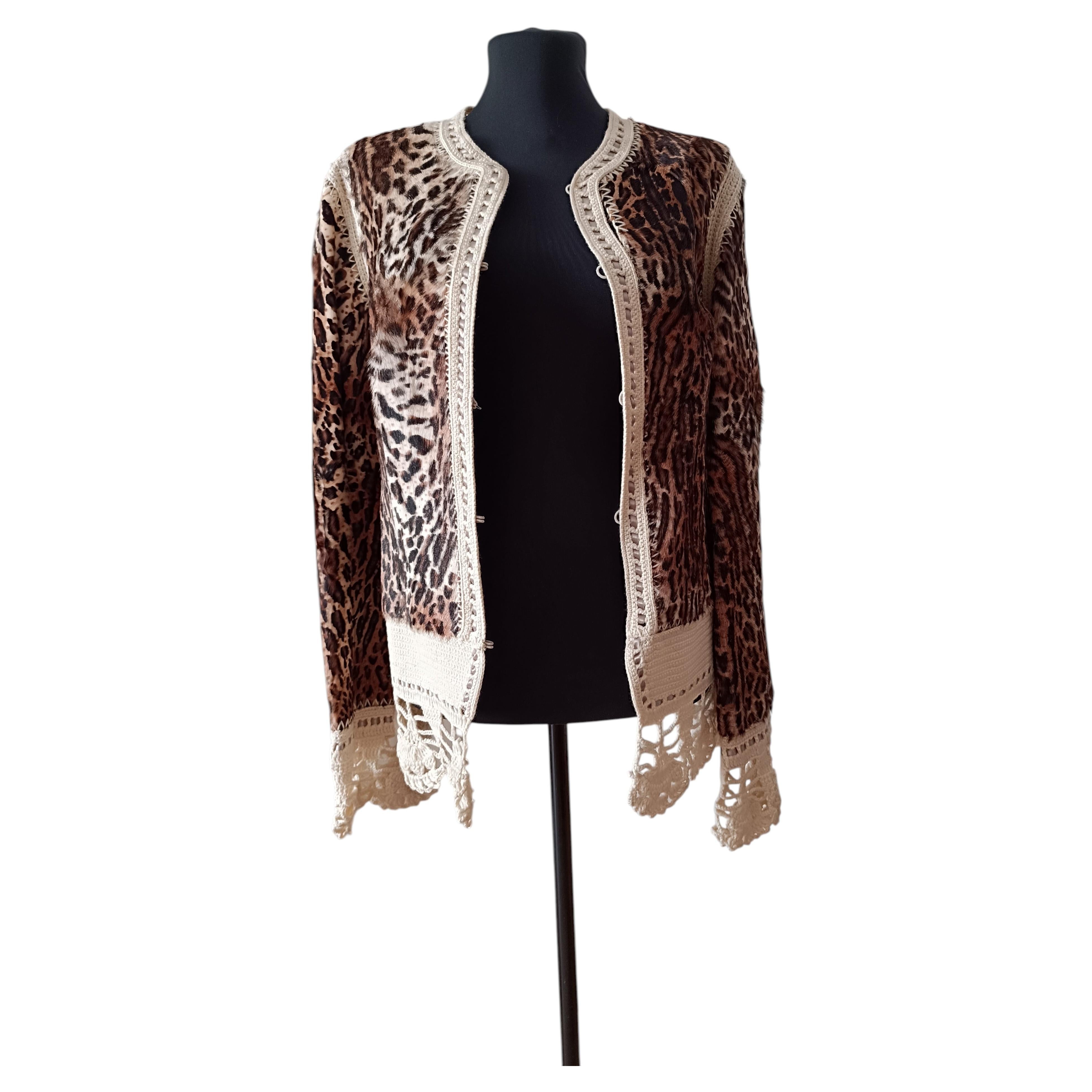 John Galliano for Christian Dior giacca 2005 IT 42 FR 38 Mizza Bricard leopardata