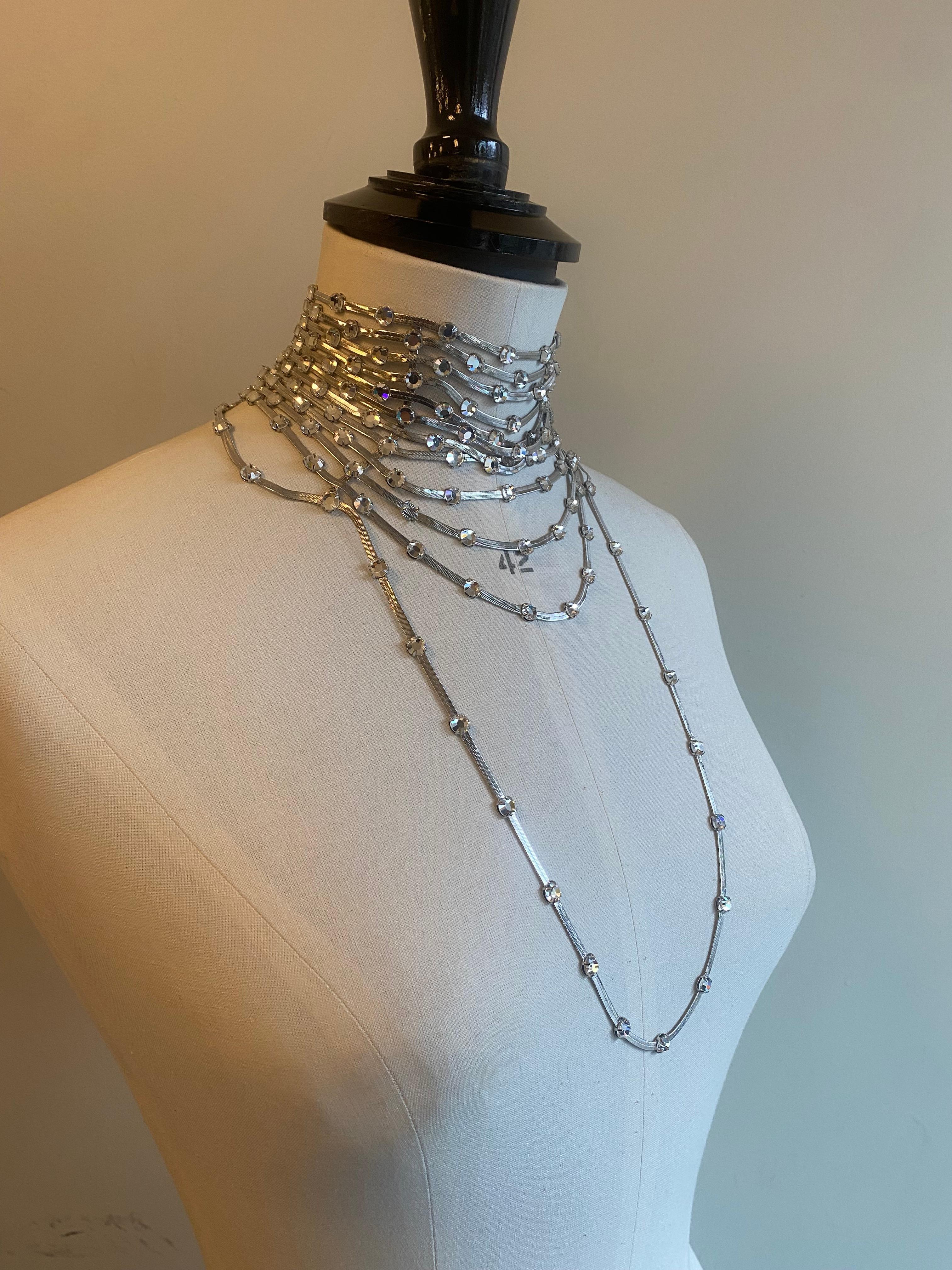 John Galliano for Christian Dior Layered Diamanté Masai Style Necklace In Good Condition In Glasgow, GB