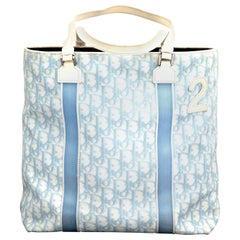 John Galliano for Christian Dior Light Blue Logo Tote Bag with "2"