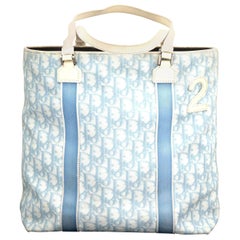 John Galliano for Christian Dior Light Blue Logo Tote Bag with "2"