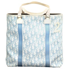 John Galliano for Christian Dior Light Blue Logo Tote Bag with "2"