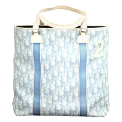 John Galliano for Christian Dior Light Blue Logo Tote Bag with "2"