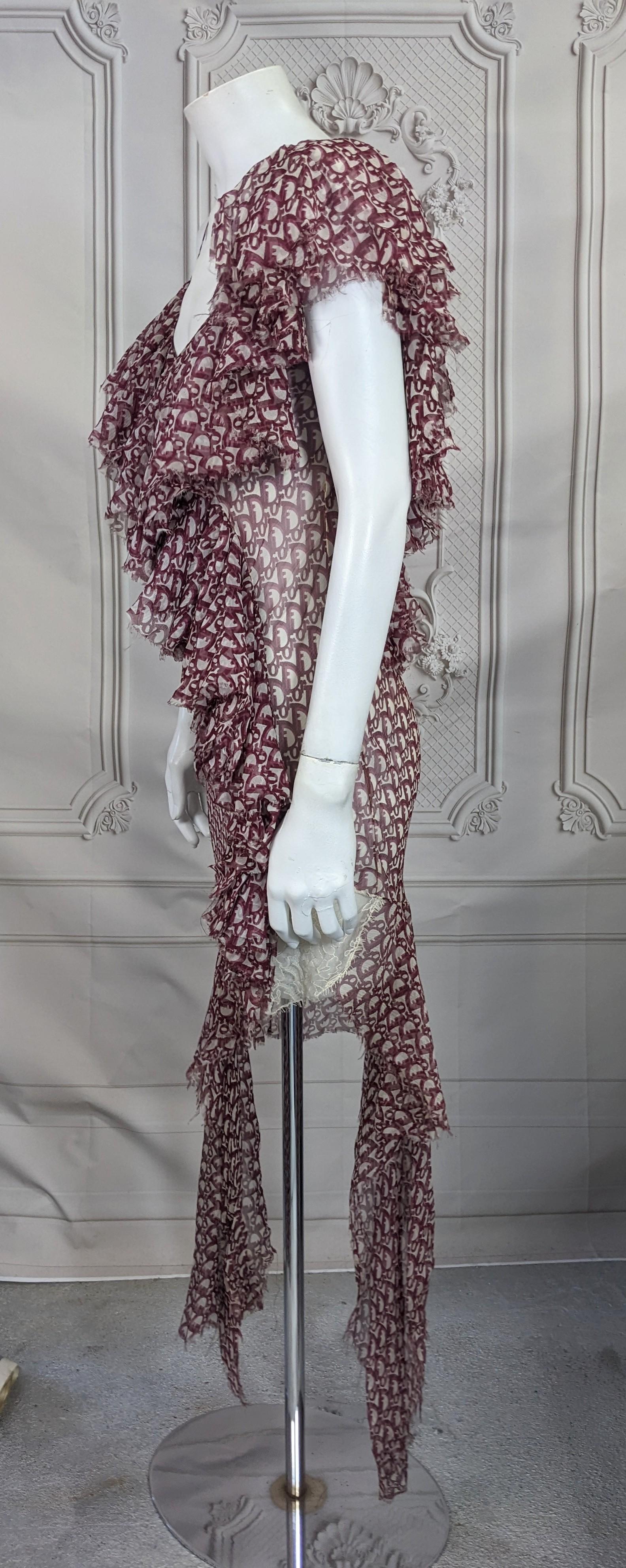 Robe en mousseline imprimée oblique John Galliano for Christian Dior. F/H 2000-2001 en vente 5