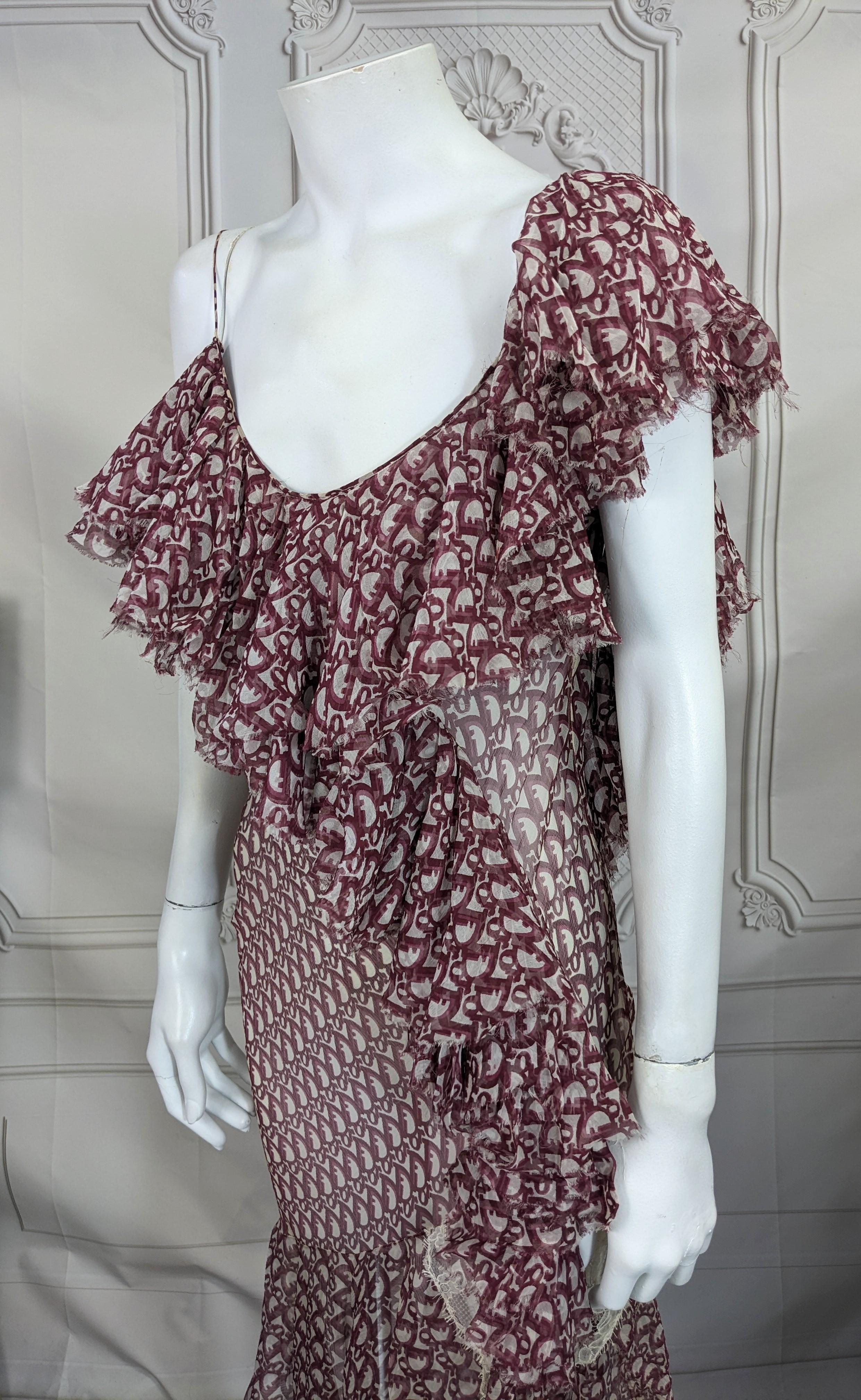 Robe en mousseline imprimée oblique John Galliano for Christian Dior. F/H 2000-2001 en vente 6