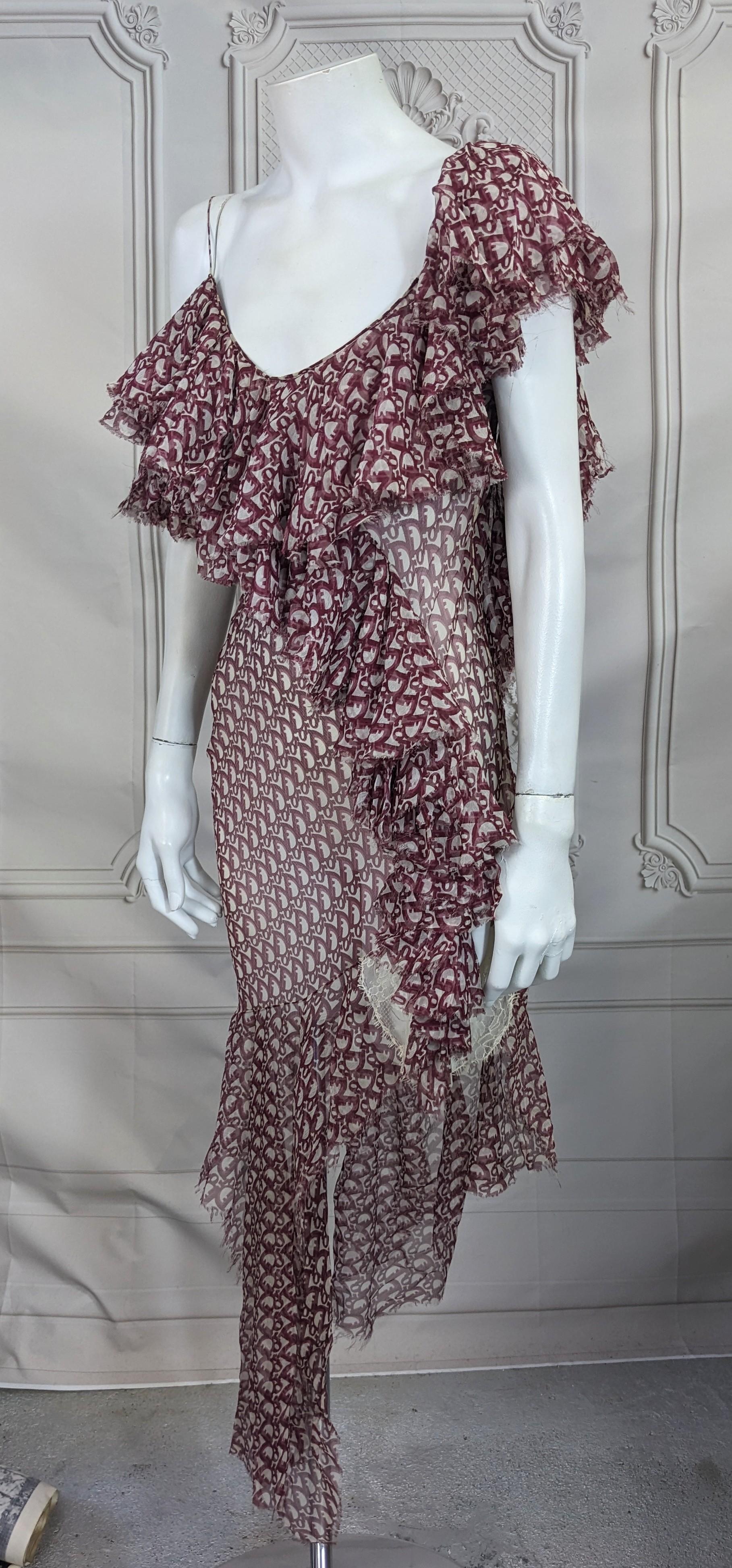 Robe en mousseline imprimée oblique John Galliano for Christian Dior. F/H 2000-2001 en vente 7