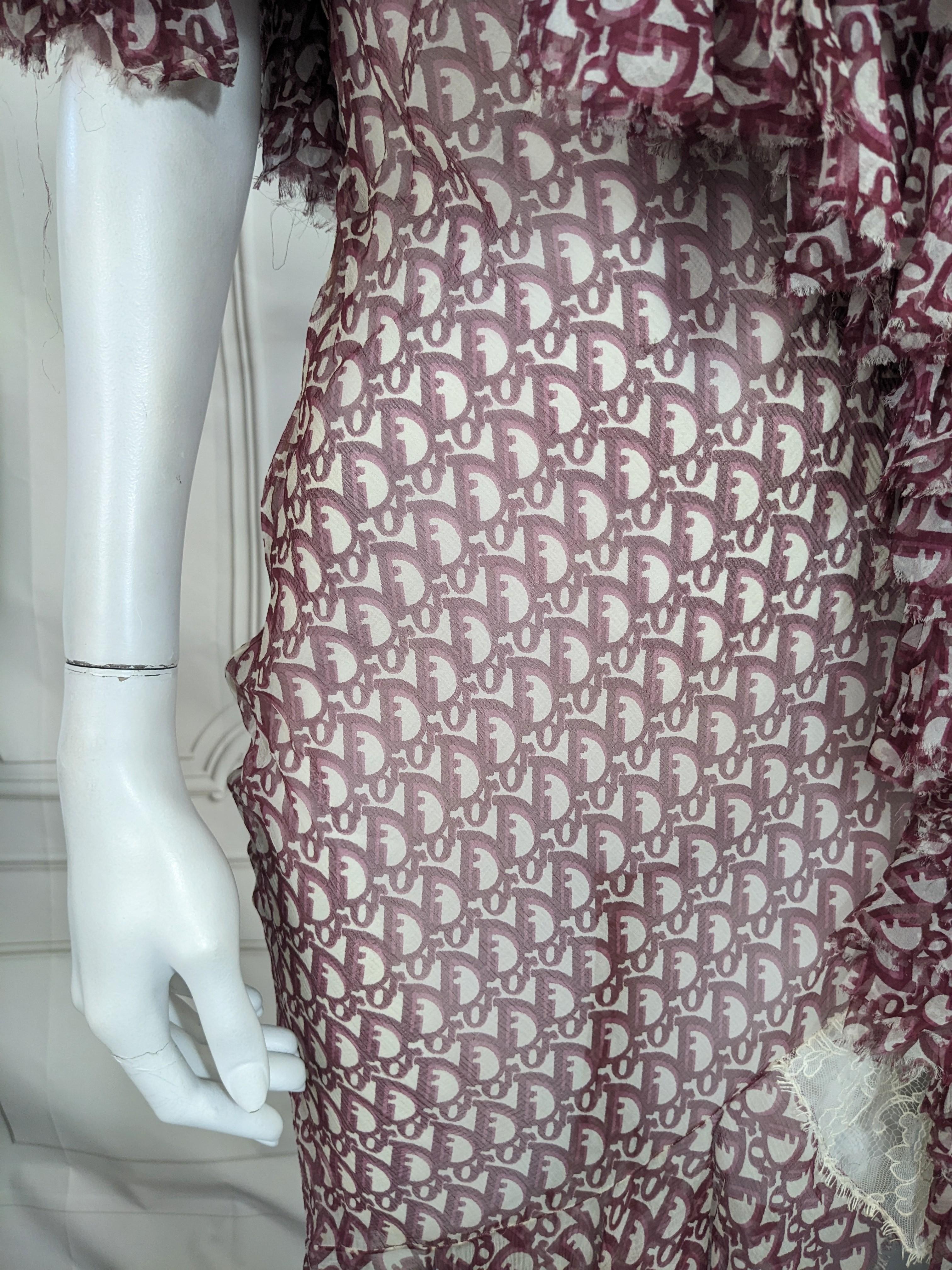 Robe en mousseline imprimée oblique John Galliano for Christian Dior. F/H 2000-2001 en vente 10