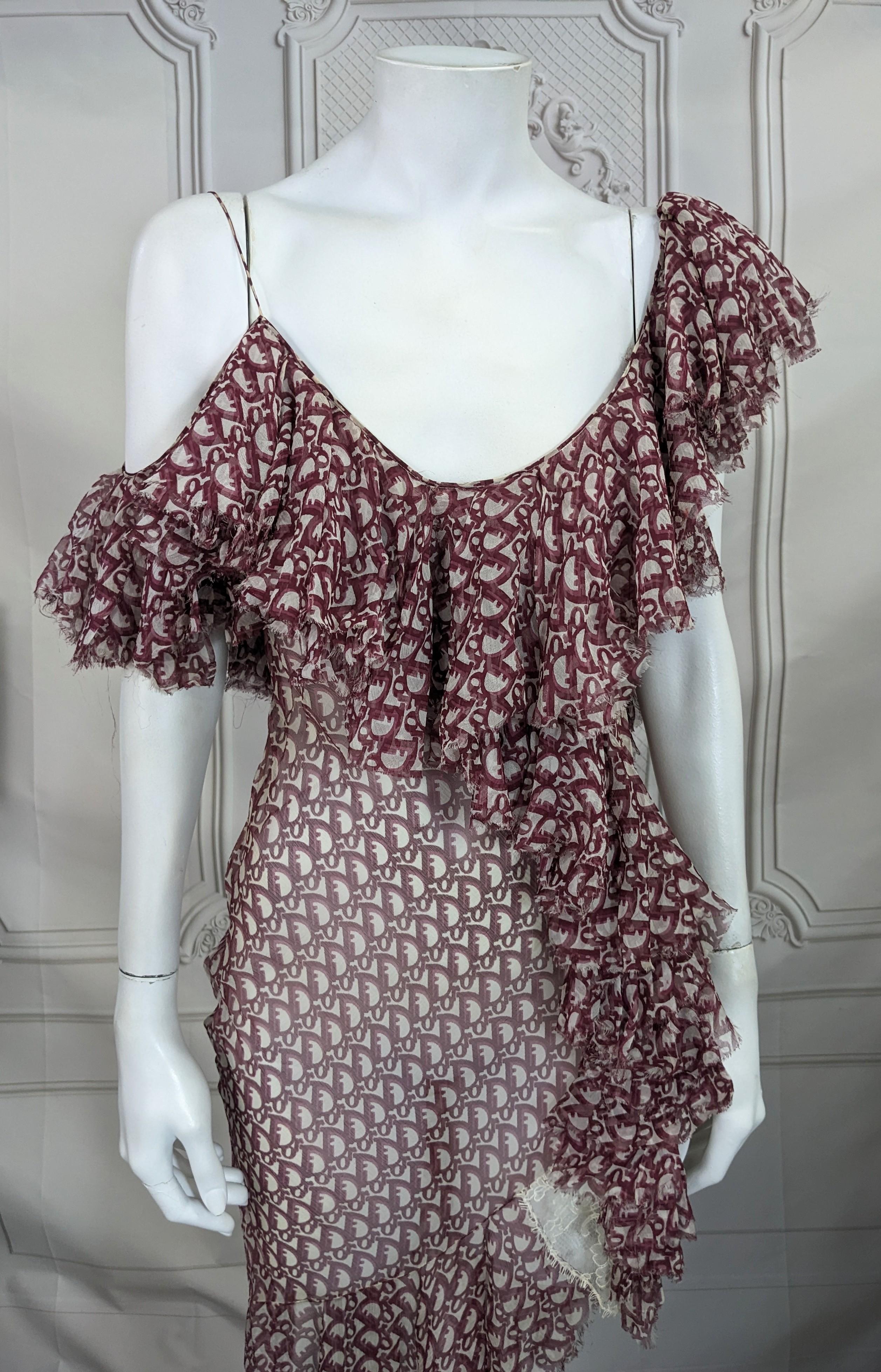 Robe en mousseline imprimée oblique John Galliano for Christian Dior. F/H 2000-2001 en vente 11