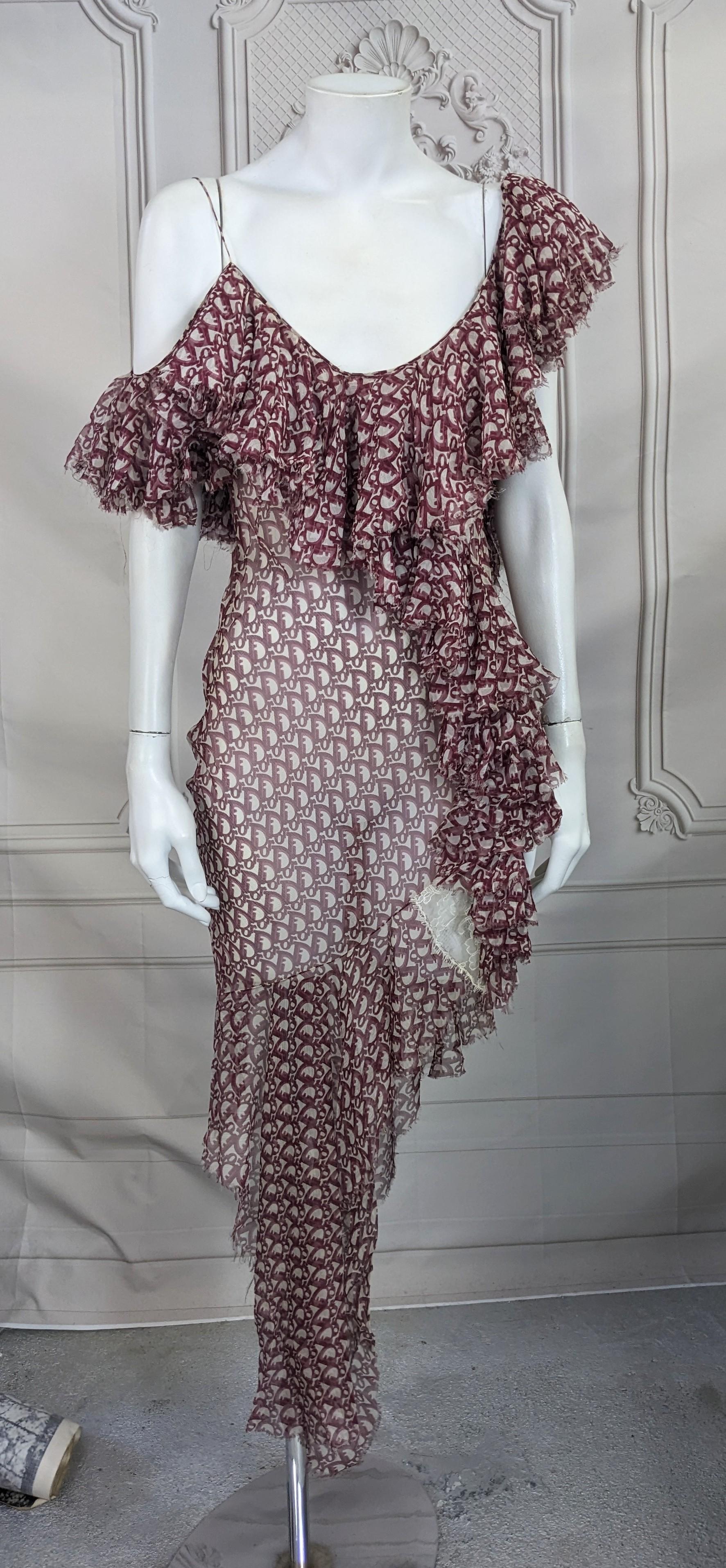 Robe en mousseline imprimée oblique John Galliano for Christian Dior. F/H 2000-2001 en vente 12