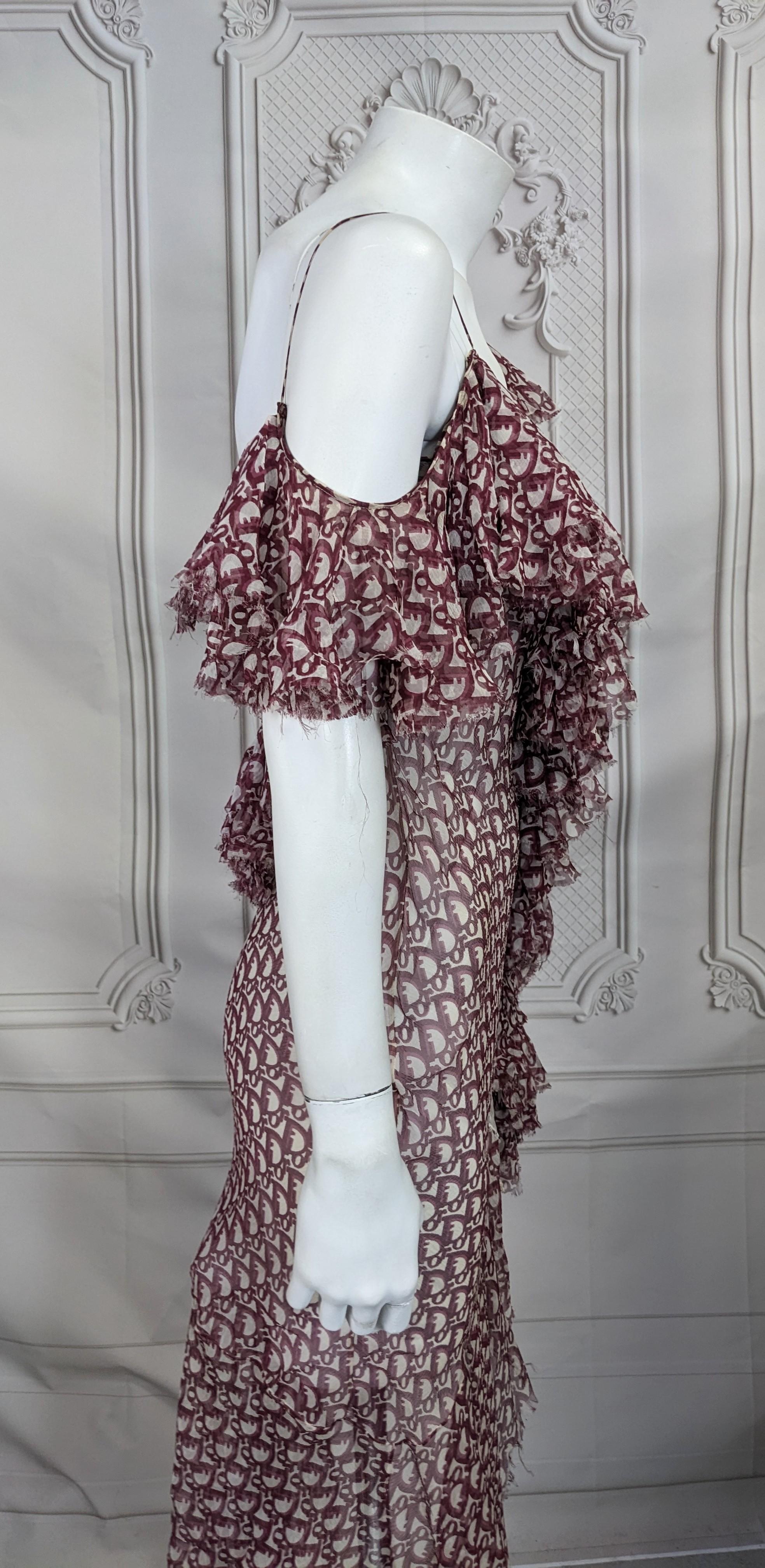 Robe en mousseline imprimée oblique John Galliano for Christian Dior. F/H 2000-2001 en vente 1