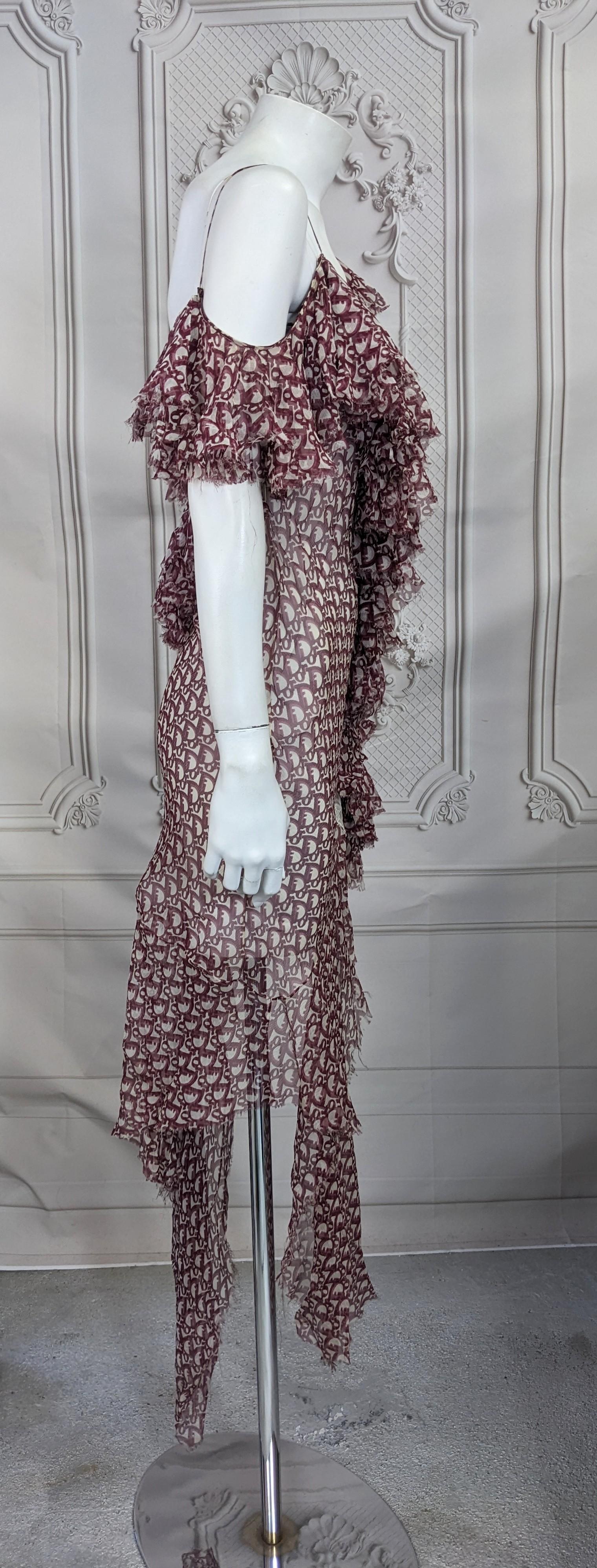 Robe en mousseline imprimée oblique John Galliano for Christian Dior. F/H 2000-2001 en vente 2